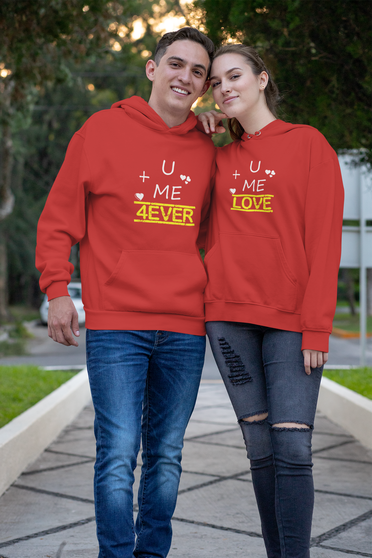 U Plus Me Couple Hoodie-FunkyTeesClub