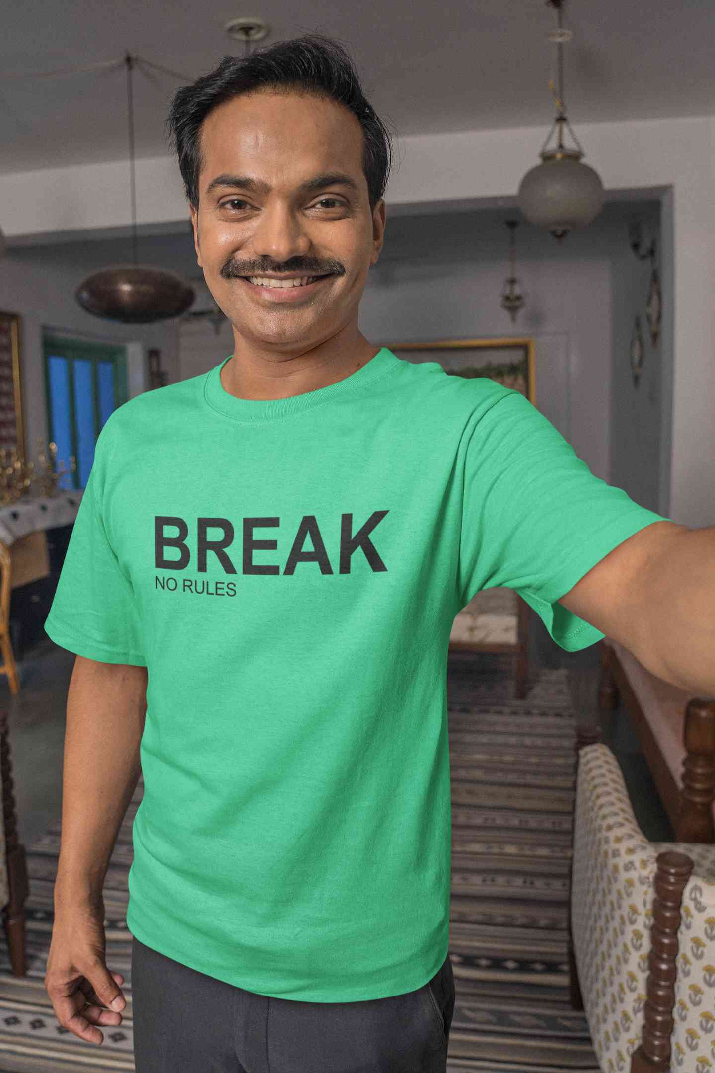 Break No Rules Mens Half Sleeves T-shirt- FunkyTeesClub
