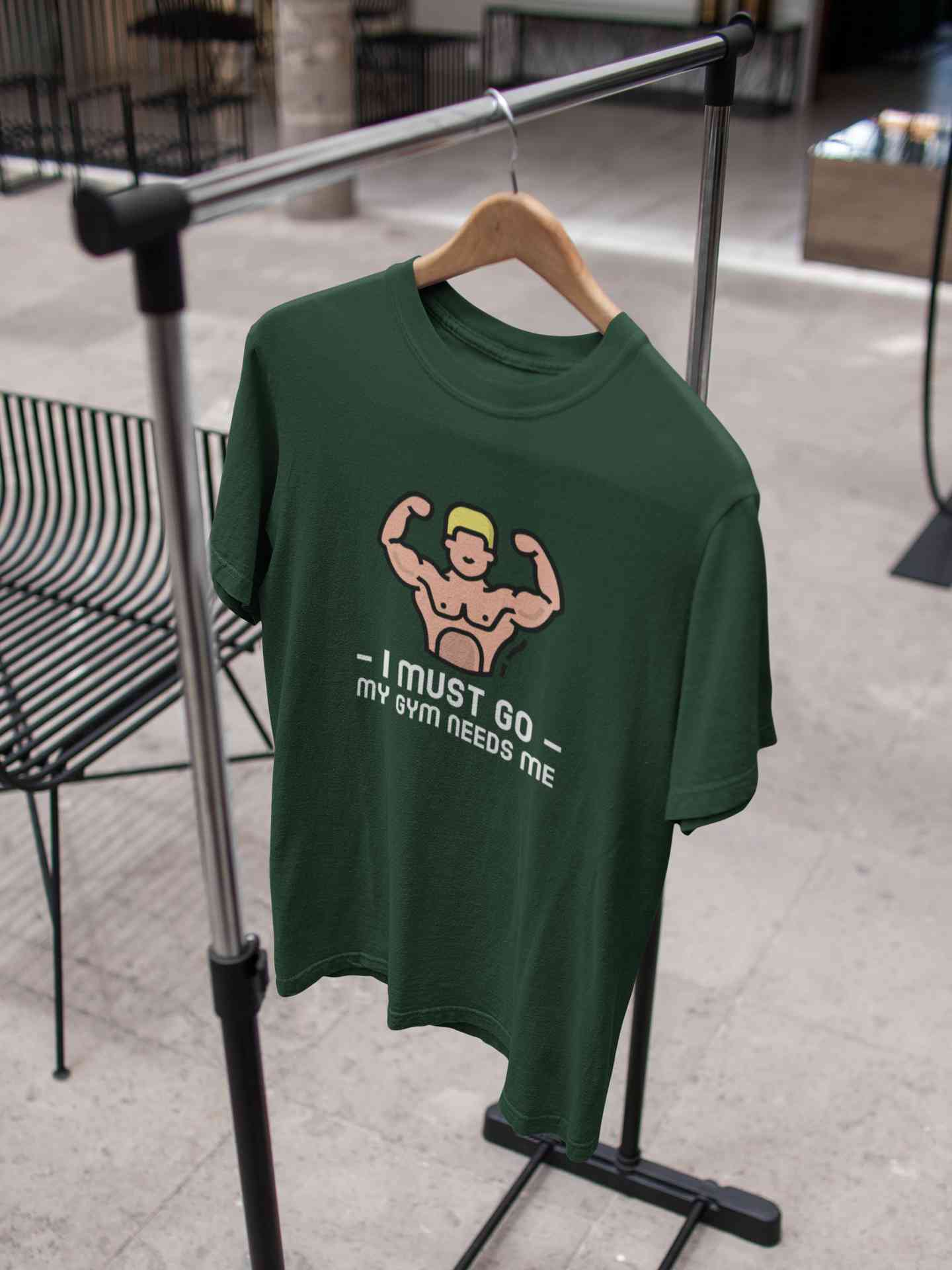 I Must Go My Gym Needs Me Typography Mens Half Sleeves T-shirt- FunkyTeesClub