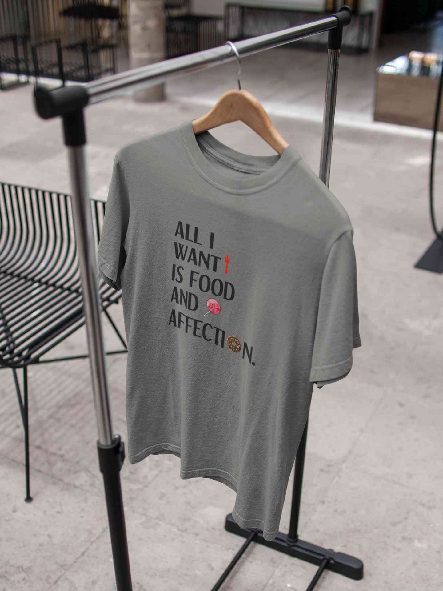 All I Want Is Food And Affection Typography Women Half Sleeves T-shirt- FunkyTeesClub