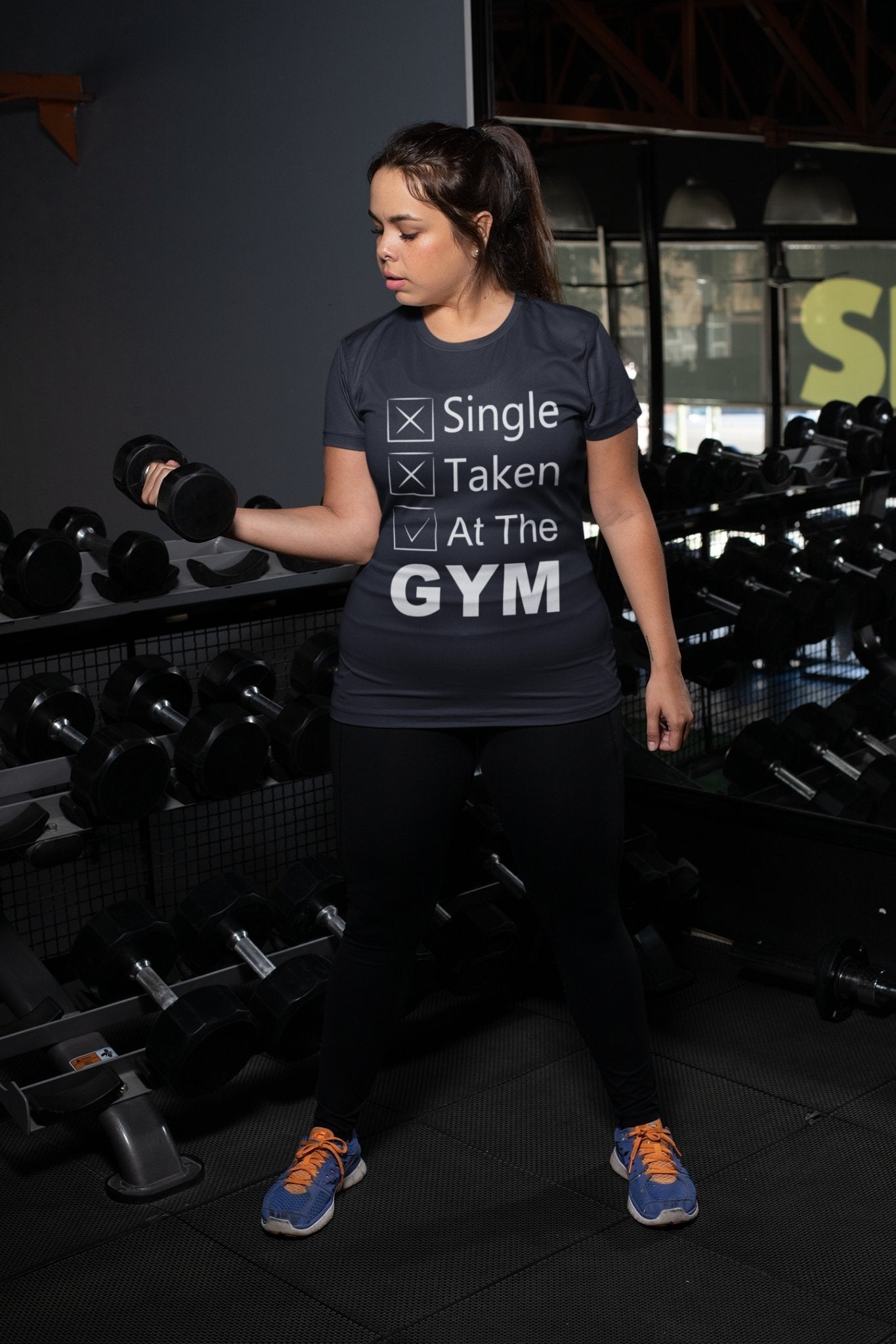 Single Taken At The Gym And Workout Women Half Sleeves T-shirt- FunkyTeesClub - Funky Tees Club