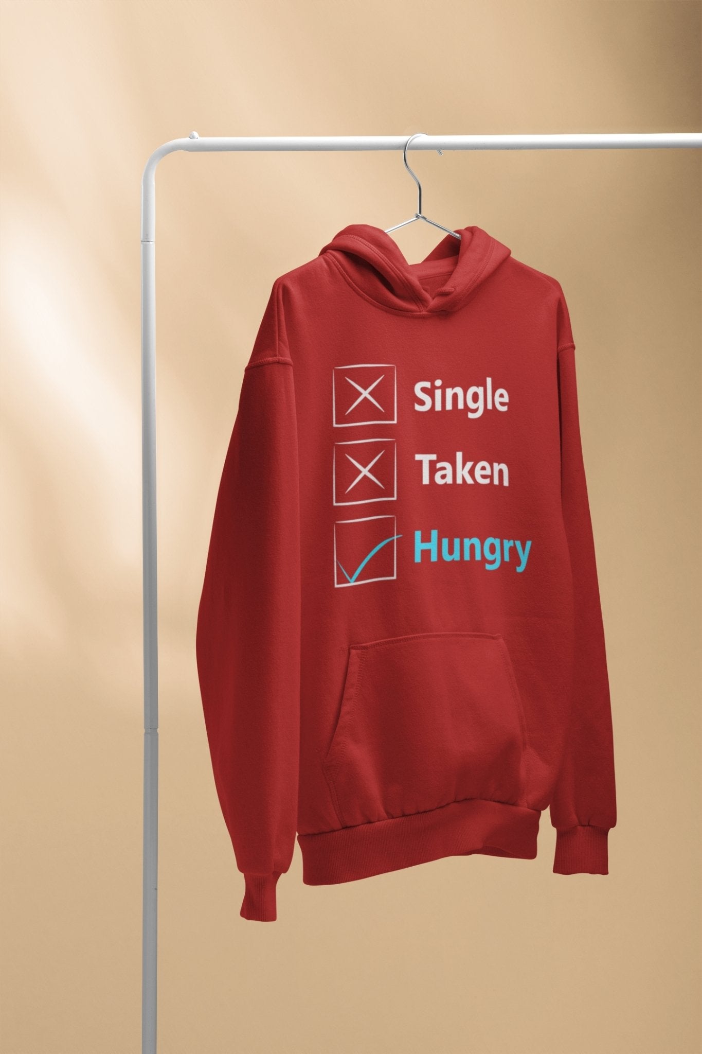 Single Taken Hungry Foodie Hoodies for Women-FunkyTeesClub - Funky Tees Club