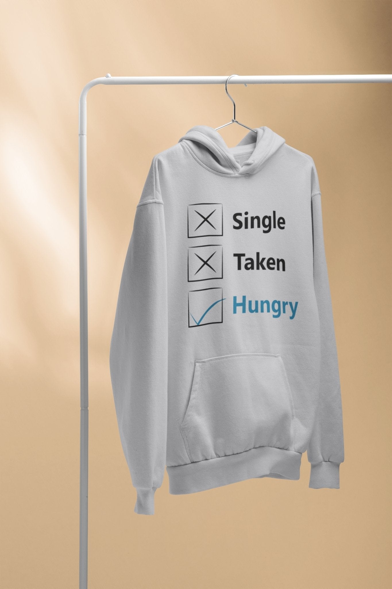 Single Taken Hungry Foodie Hoodies for Women-FunkyTeesClub - Funky Tees Club