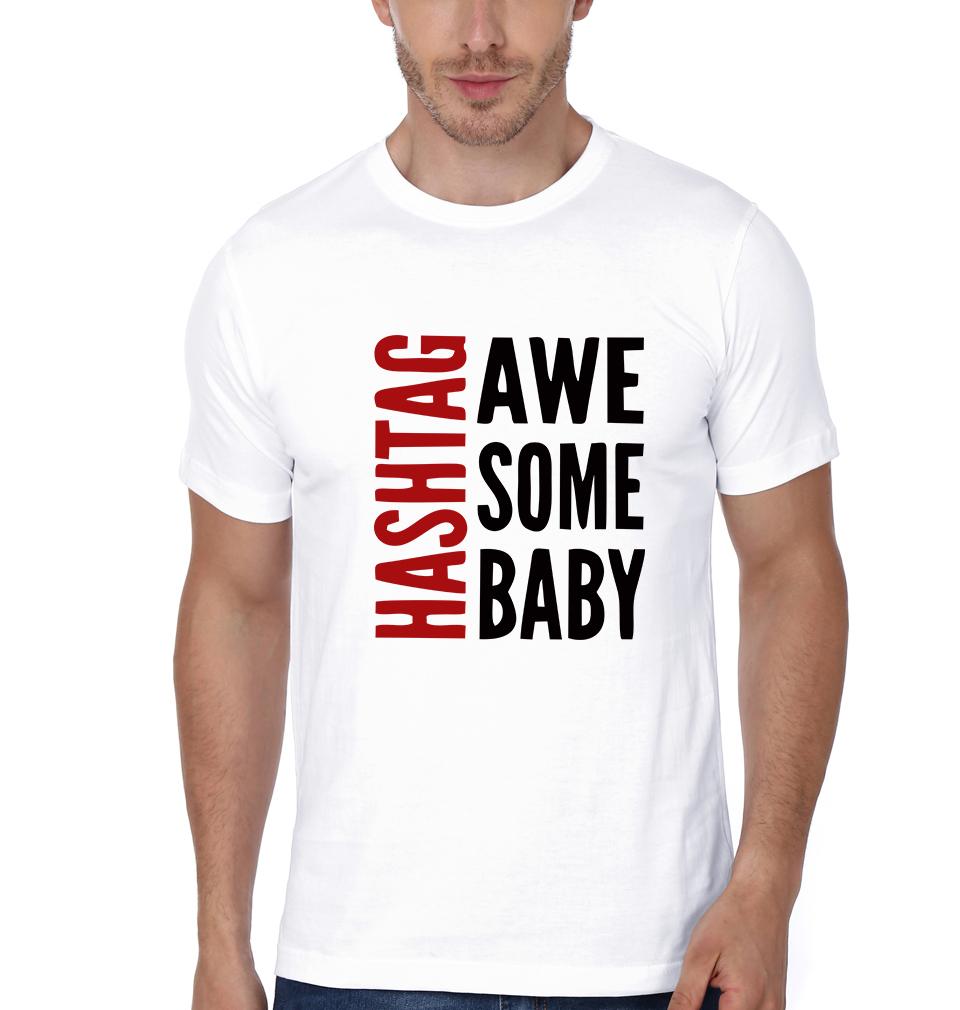 Hashtag Awesome Baby Hashtag Awesome Dad Father and Son Matching T-Shirt- FunkyTeesClub