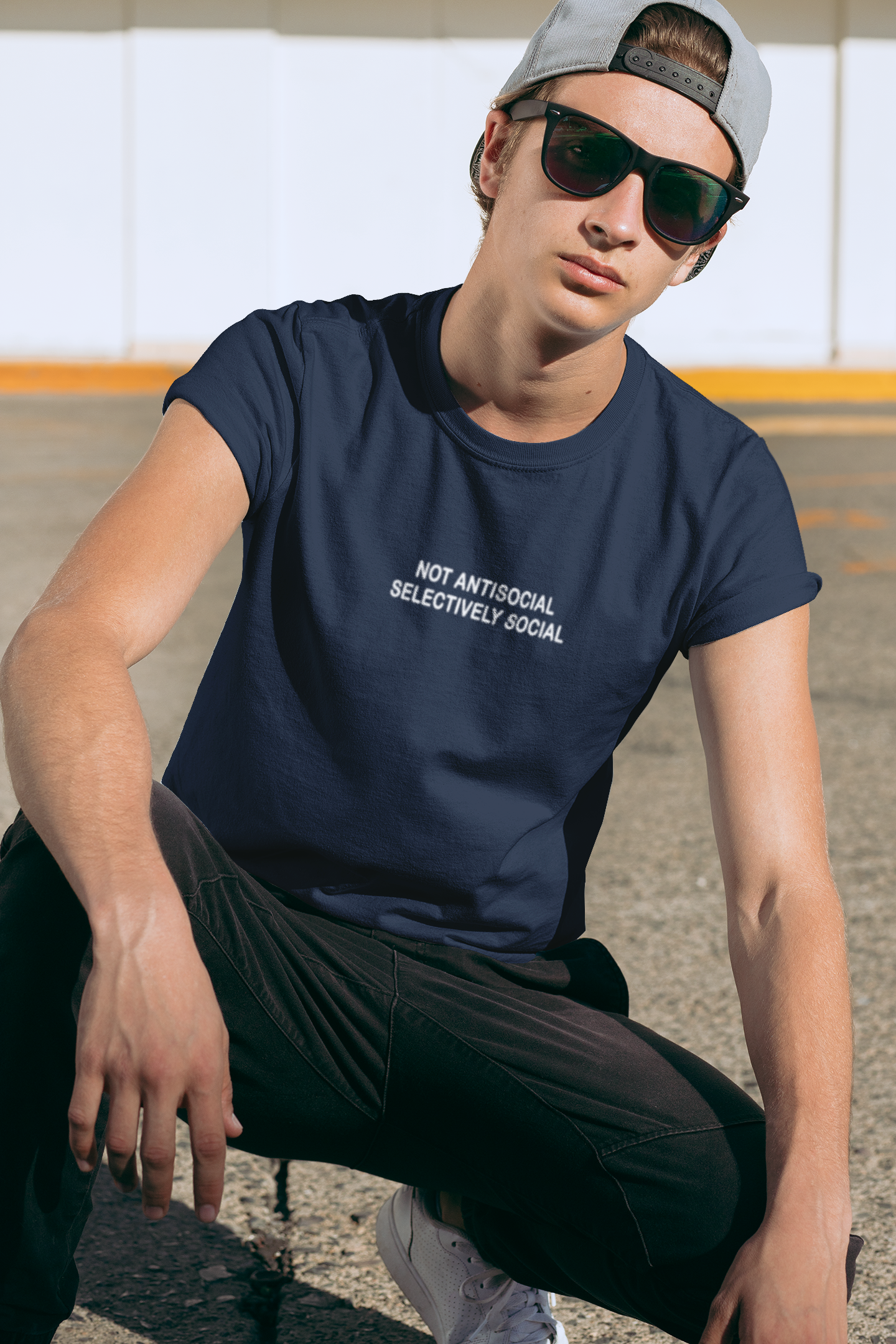 Not Anti Social Selectively Social Minimal Mens Half Sleeves T-shirt- FunkyTeesClub