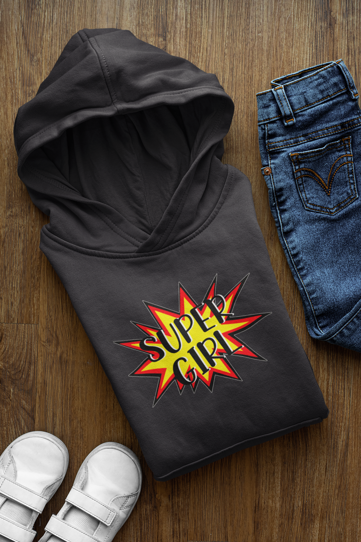 Super Dad Father and Daughter Black Matching Hoodies- FunkyTeesClub