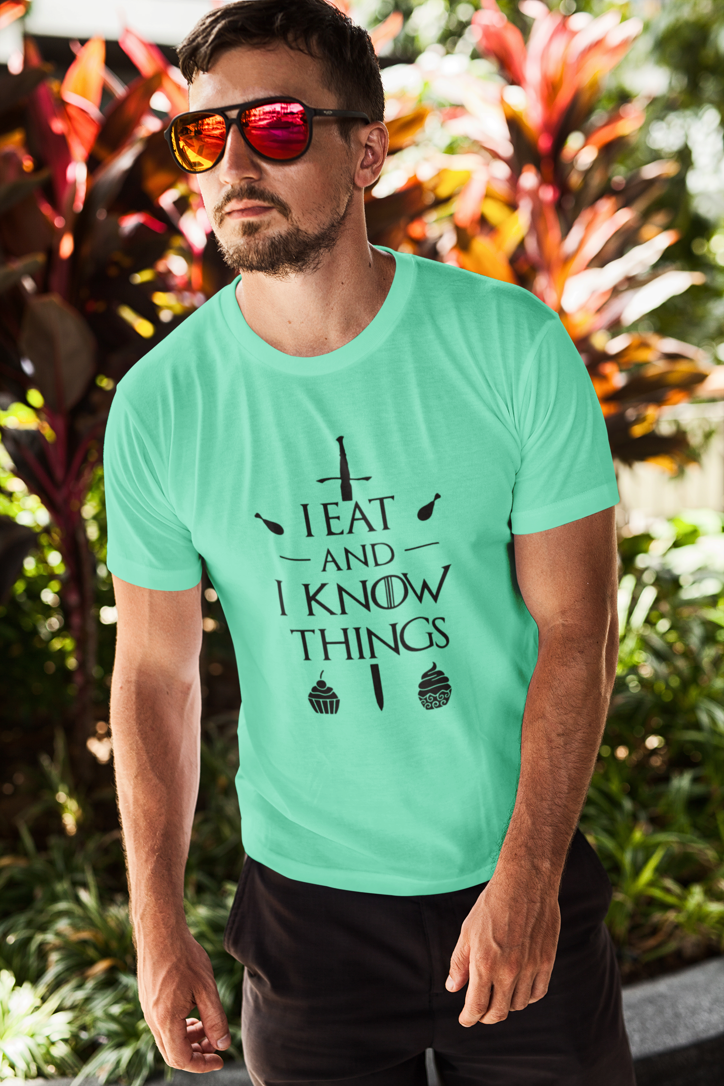 I Eat And I Know Things Funny Mens Half Sleeves T-shirt- FunkyTeesClub