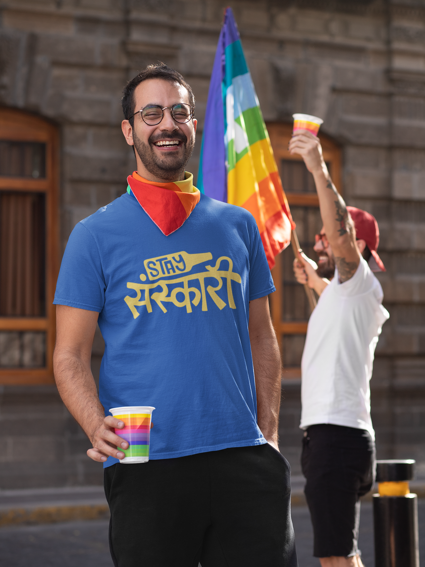 Stay Sanskari Mens Half Sleeves T-shirt- FunkyTeesClub