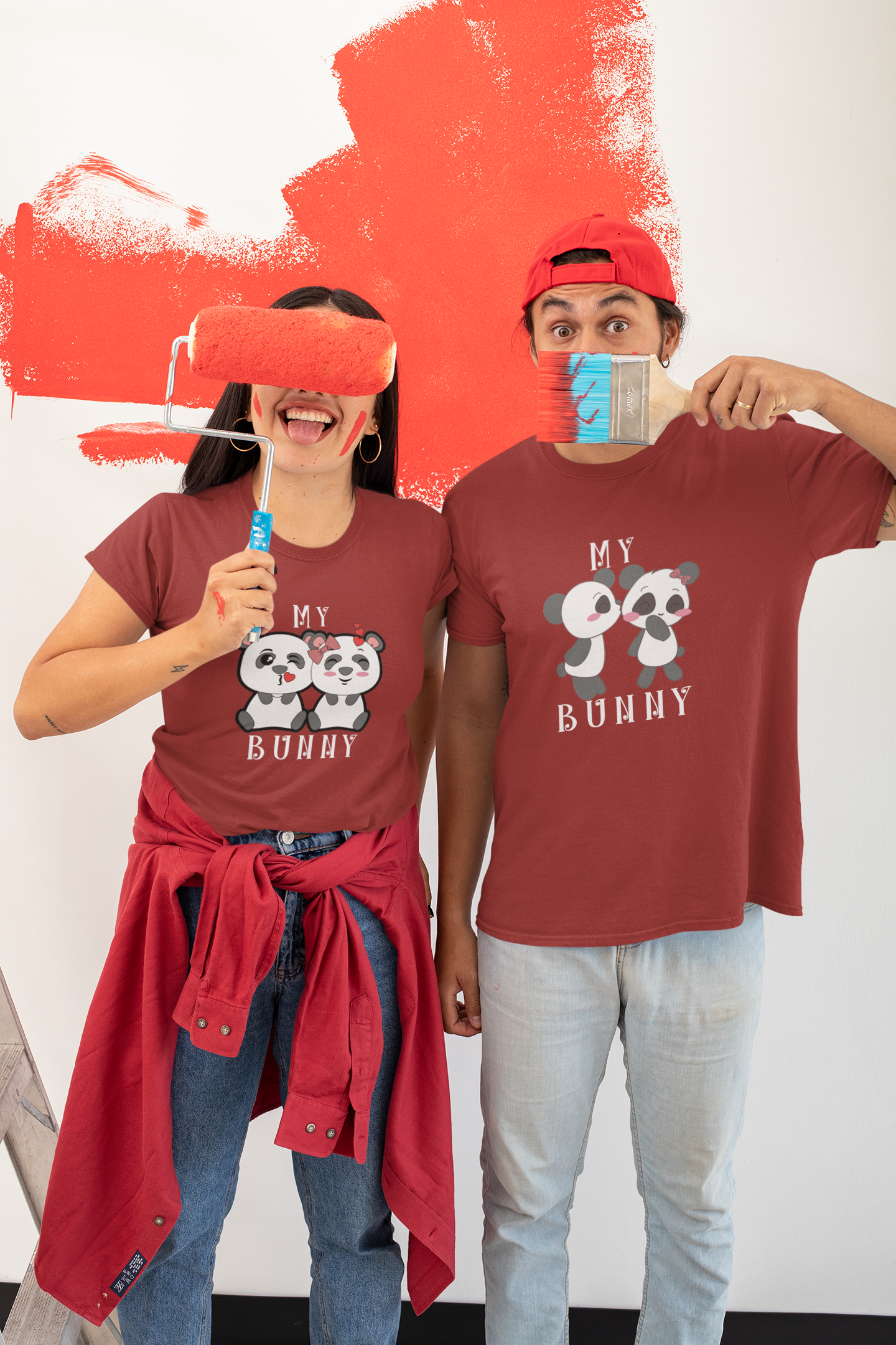 My Honey My Bunny Couple Half Sleeves T-Shirts -FunkyTeesClub
