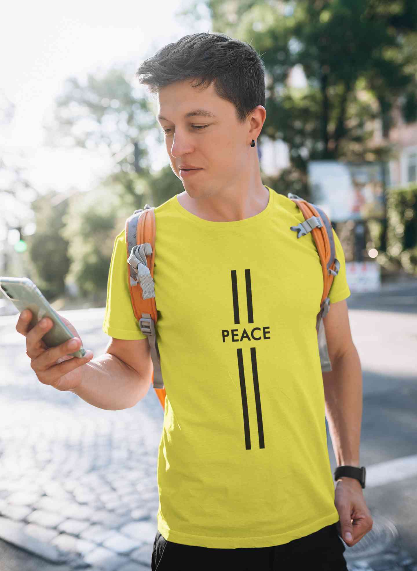 Strip Peace Mens Half Sleeves T-shirt- FunkyTeesClub