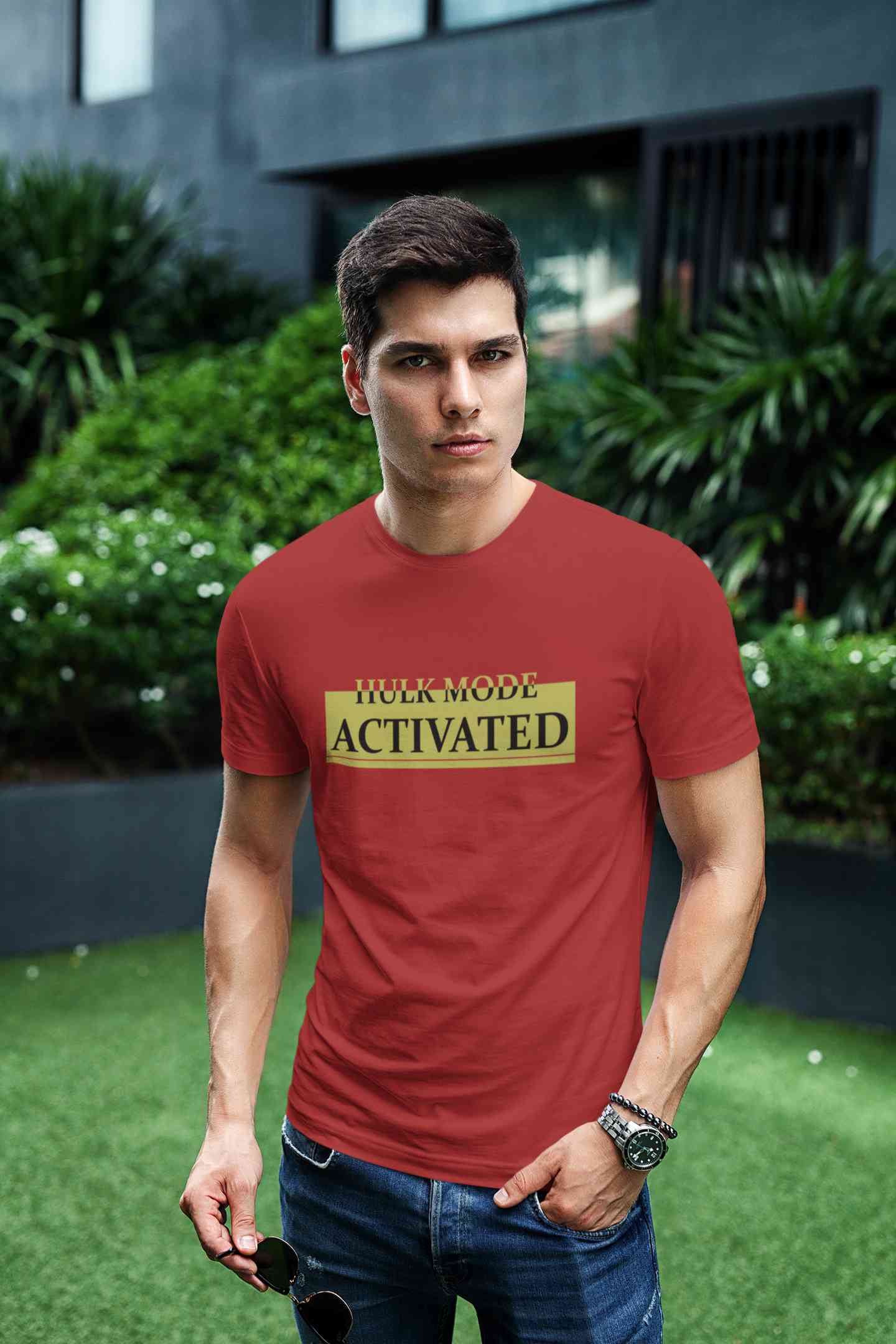 Hulk Mode Activated Typography Mens Half Sleeves T-shirt- FunkyTeesClub