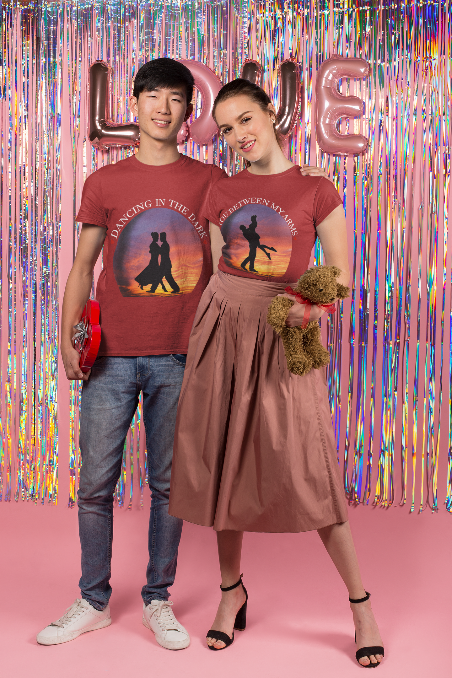 Dancing In The Dark You Between My Arms Couple Half Sleeves T-Shirts -FunkyTeesClub