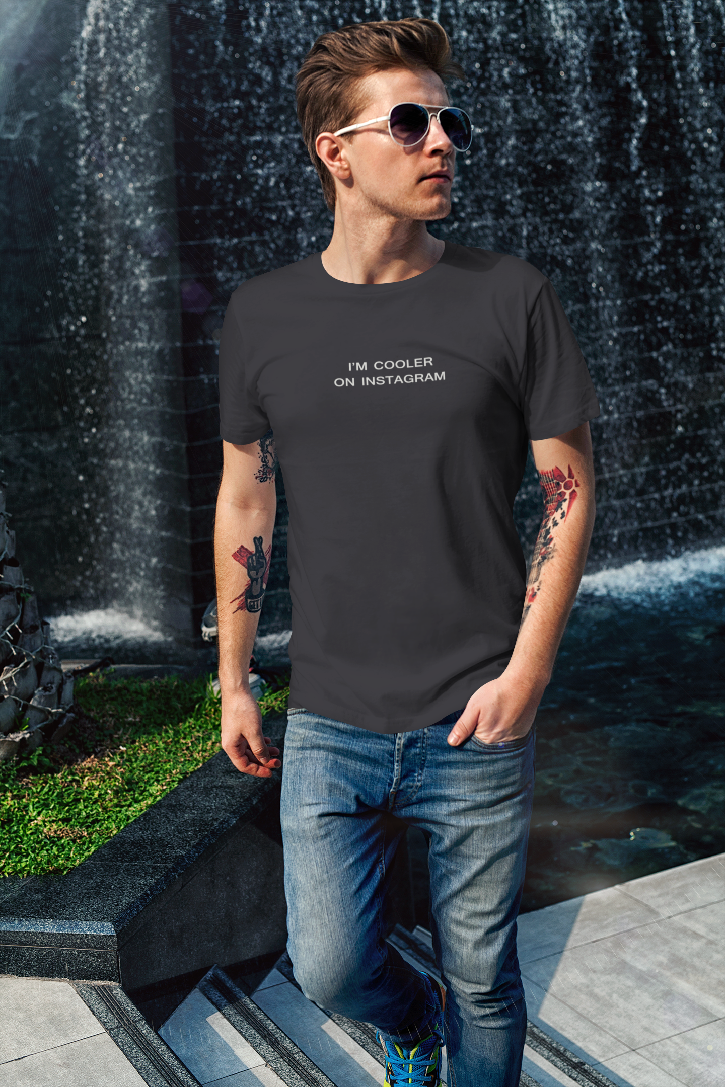 I Am Cooler On Instagram Mens Half Sleeves T-shirt- FunkyTeesClub