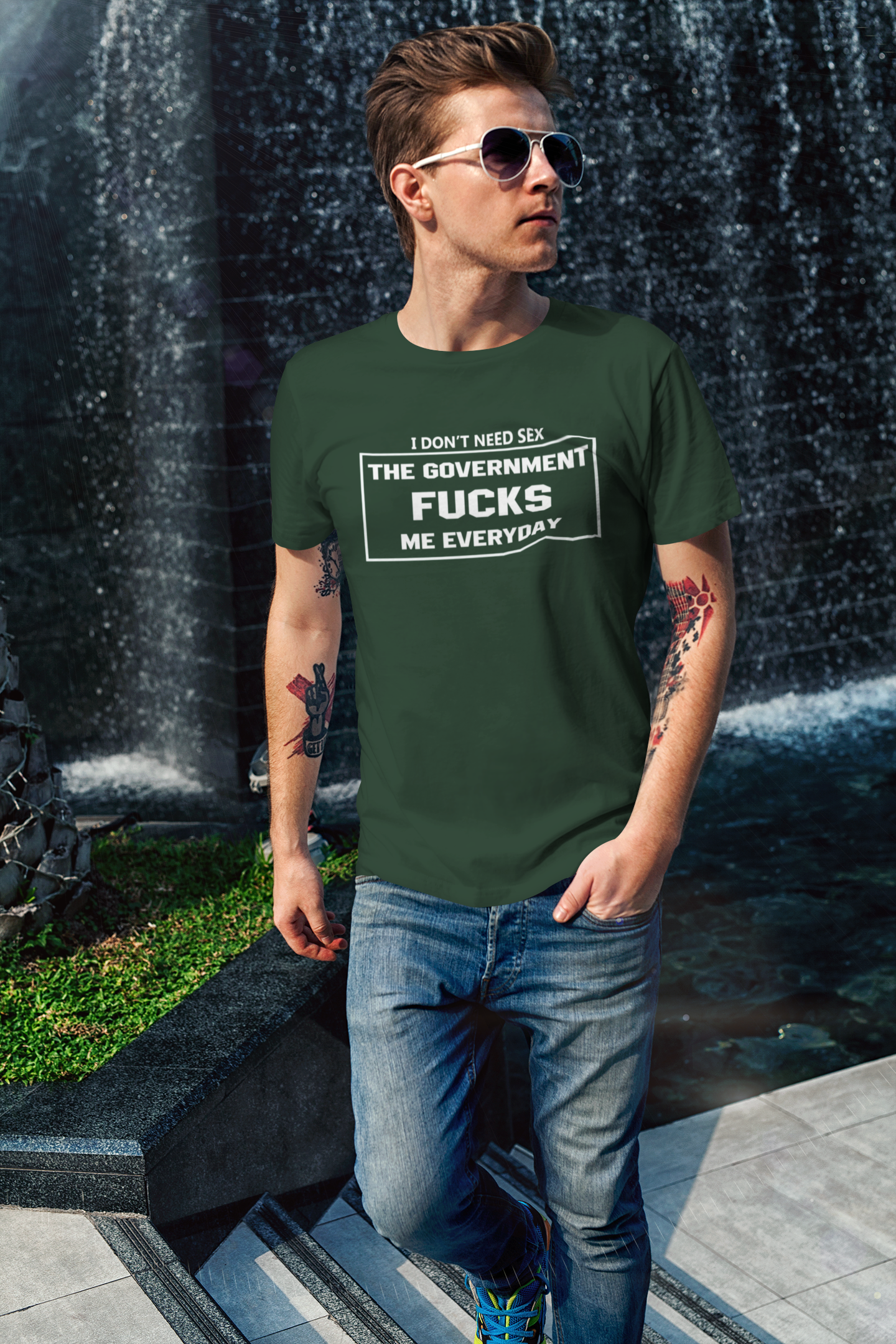 I Dont Need S** The Government F**** Me Everyday Anti Government Mens Half Sleeves T-shirt- FunkyTeesClub