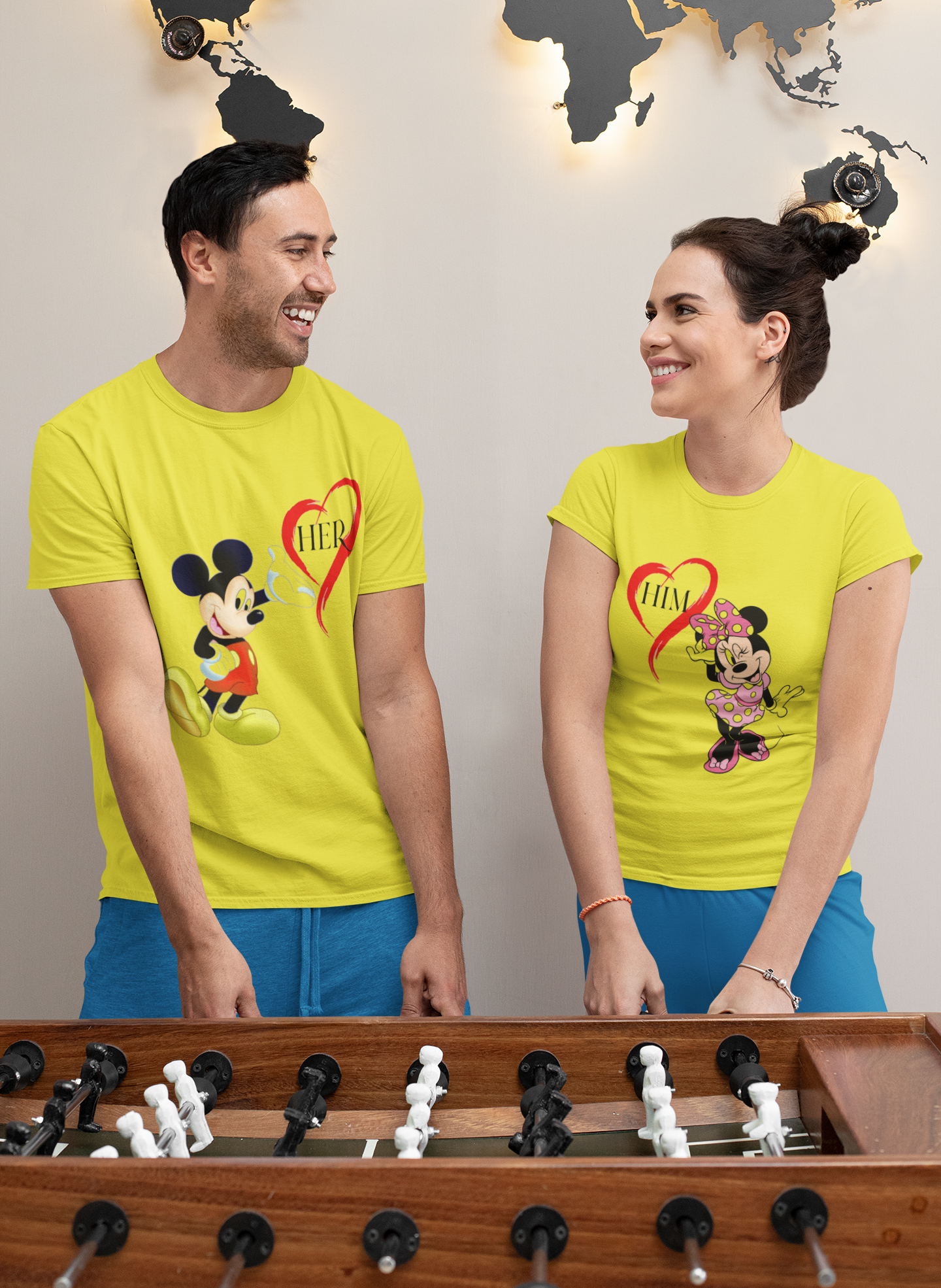 Love Her Love Him Couple Half Sleeves T-Shirts -FunkyTeesClub