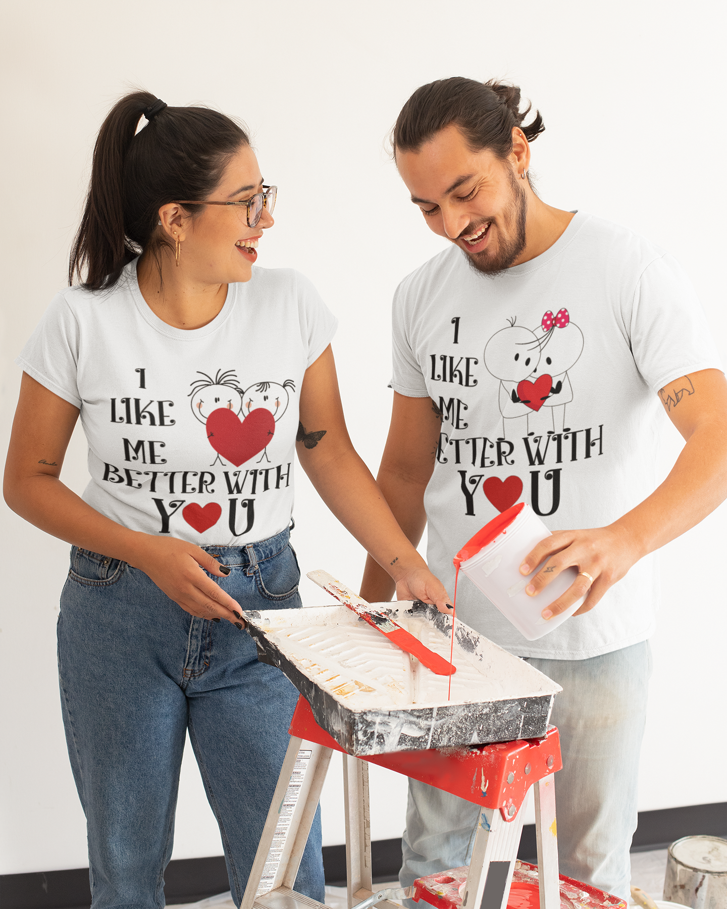 I Like Me Better With You Couple Half Sleeves T-Shirts -FunkyTeesClub