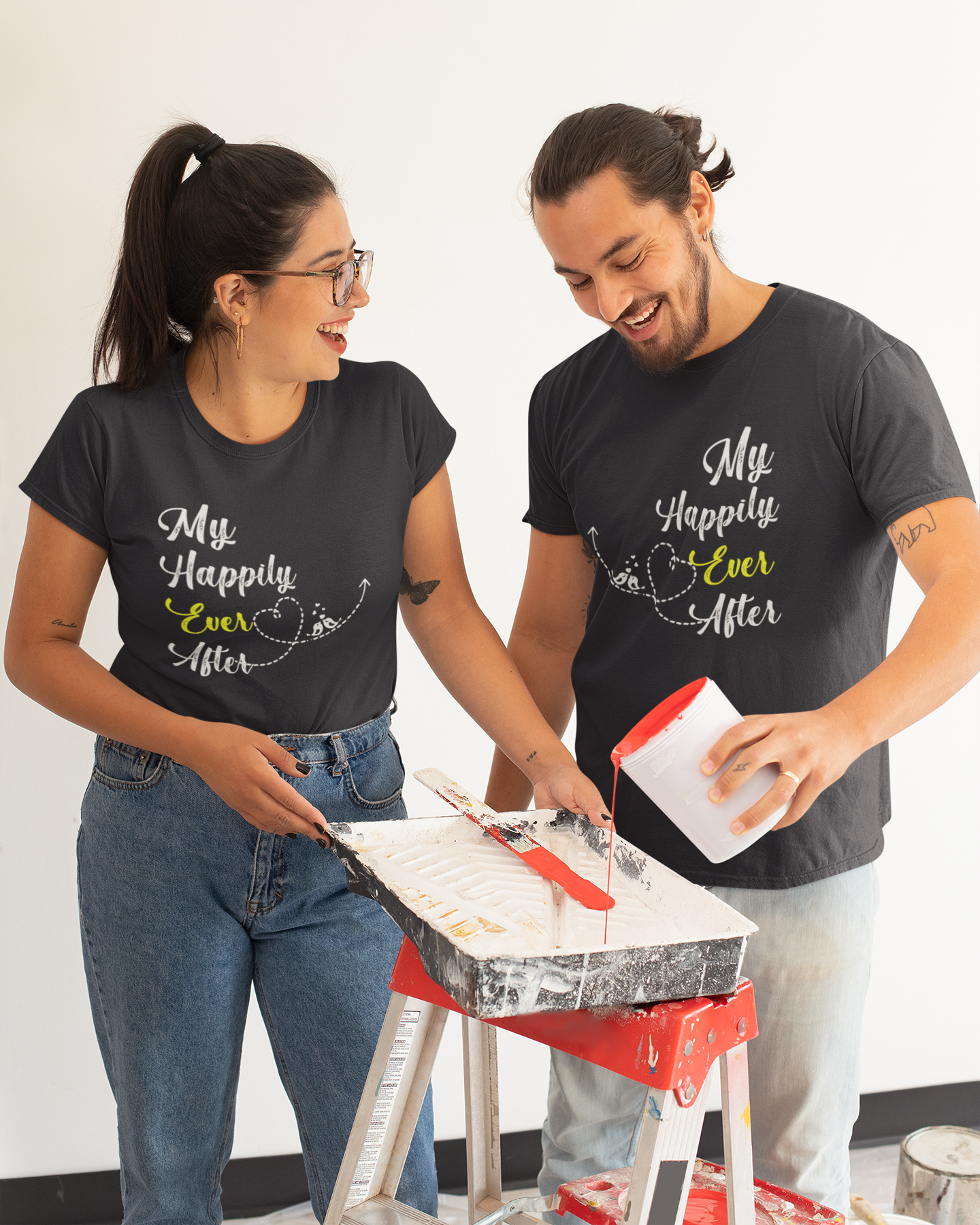 My Happily Ever After Couple Half Sleeves T-Shirts -FunkyTeesClub