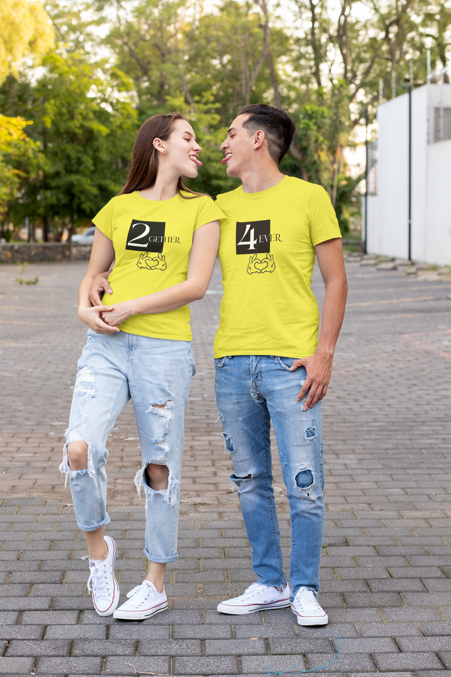 Together Forever Couple Half Sleeves T-Shirts -FunkyTeesClub