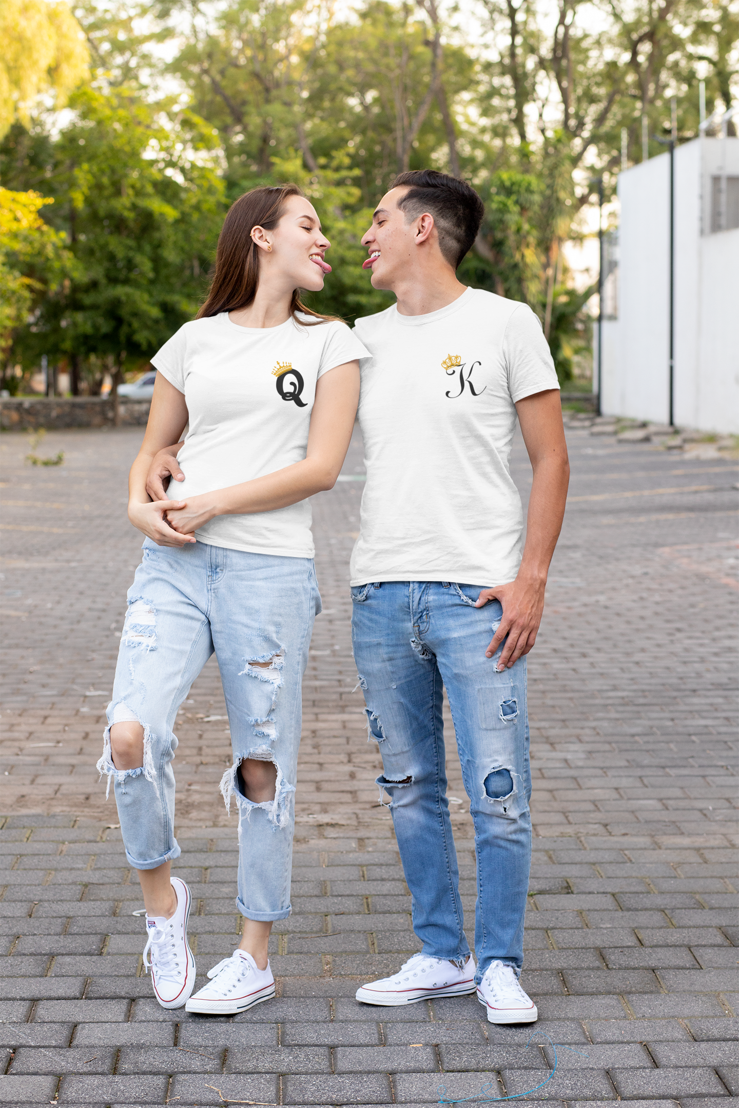 King Queen Couple Half Sleeves T-Shirts -FunkyTeesClub