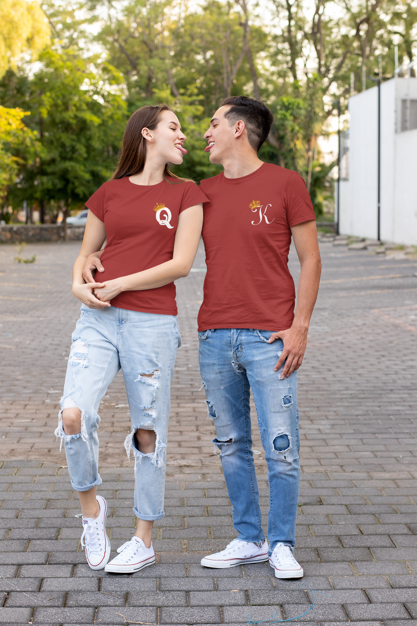 King Queen Couple Half Sleeves T-Shirts -FunkyTeesClub