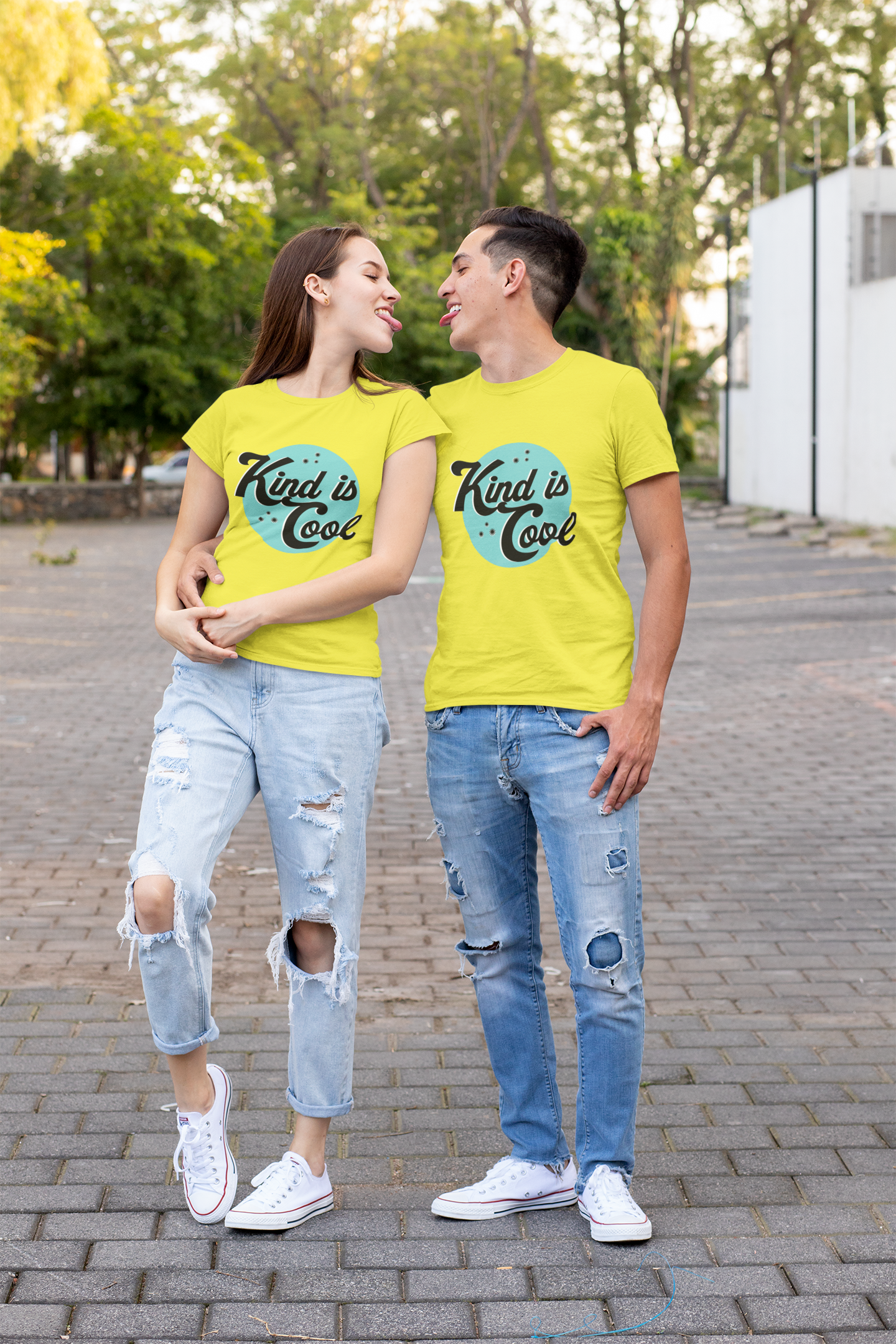 Kind Is Cool Couple Half Sleeves T-Shirts -FunkyTeesClub