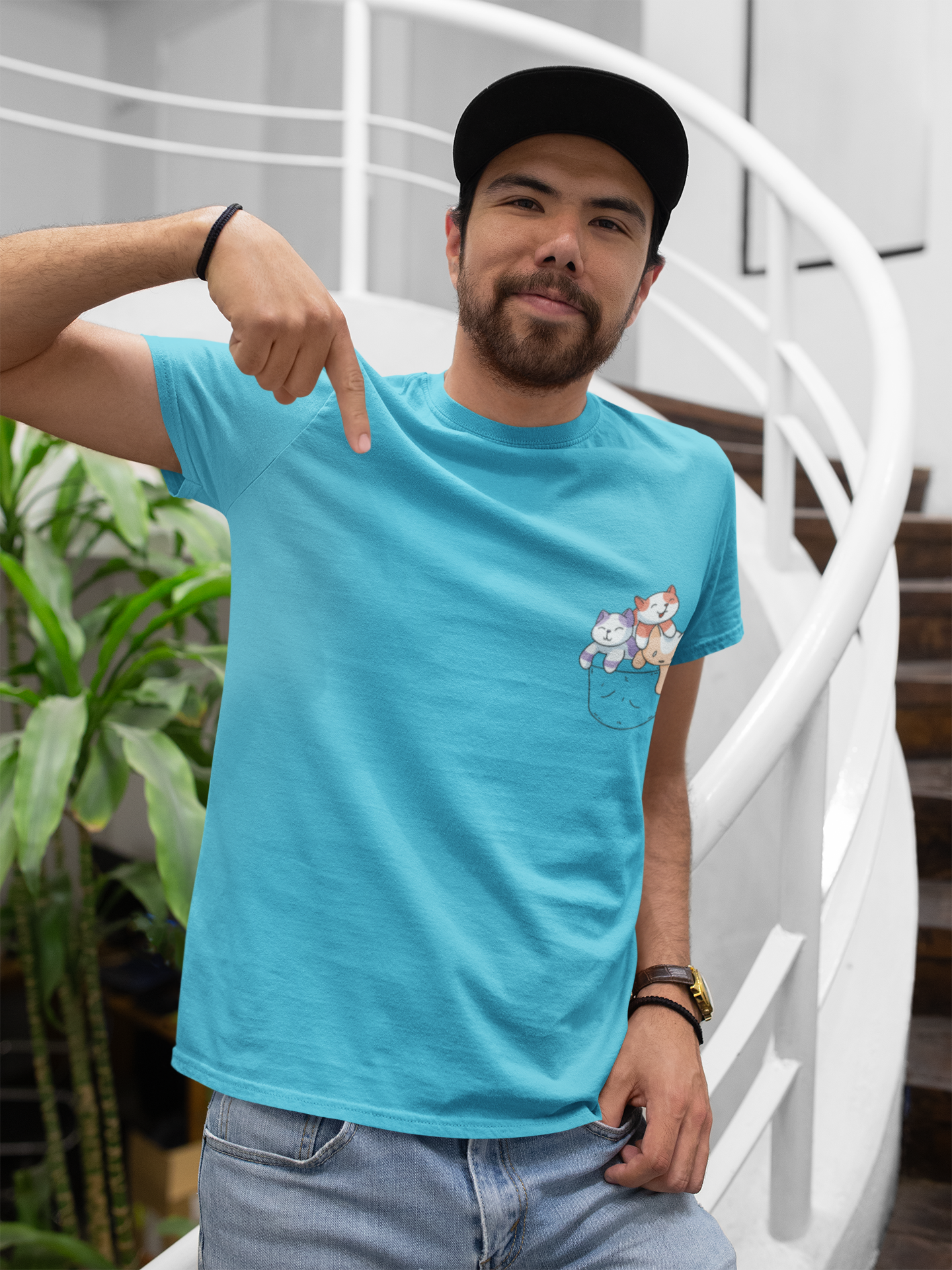 Cute Kitty Mens Half Sleeves T-shirt- FunkyTeesClub
