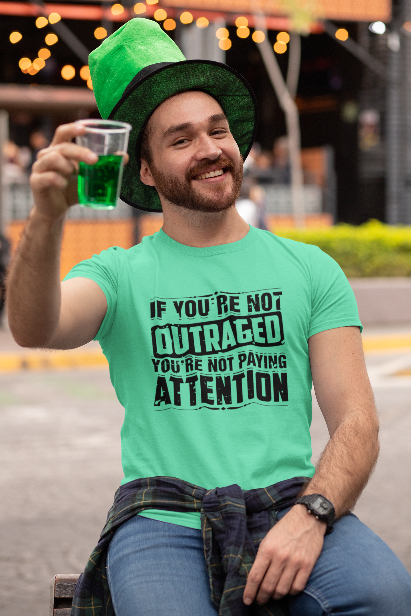 If You Are Not Outraged You Are Not Paying Attention Anti Government Mens Half Sleeves T-shirt- FunkyTeesClub
