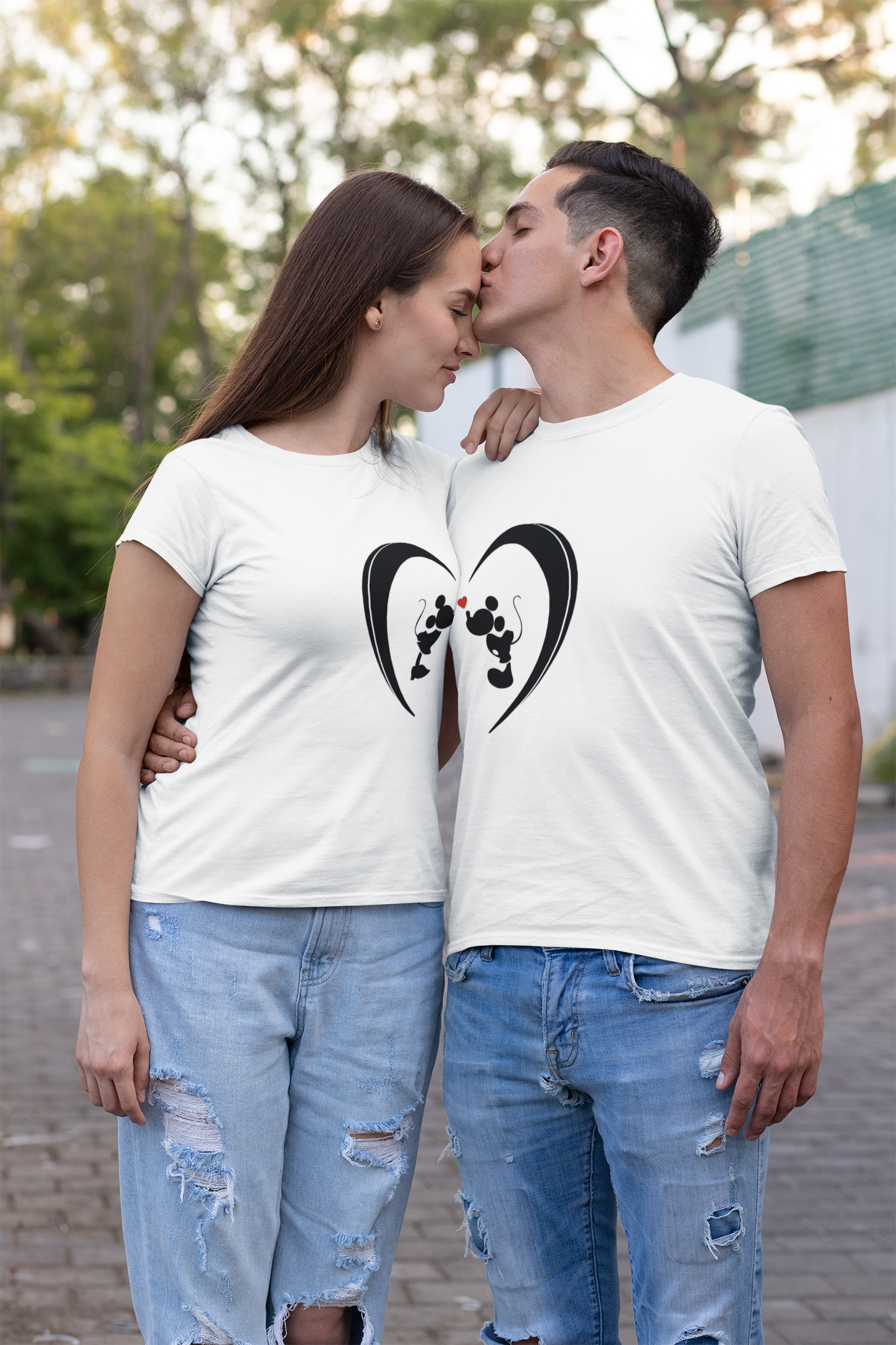 Mickey Minnie Couple Half Sleeves T-Shirts -FunkyTeesClub
