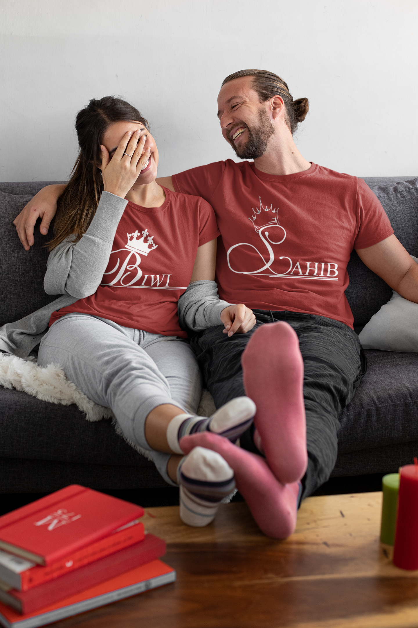 Sahib Biwi Couple Half Sleeves T-Shirts -FunkyTeesClub