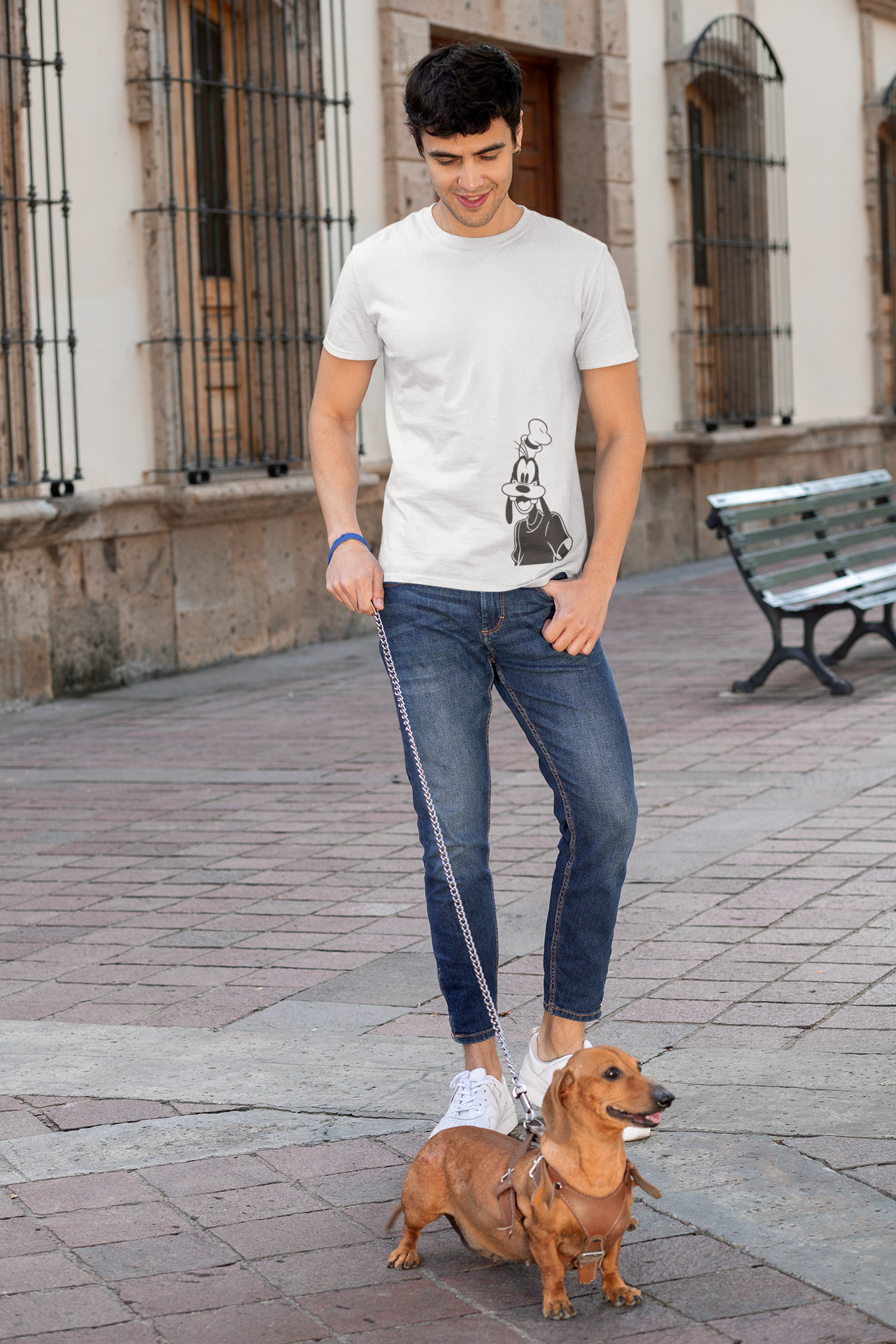 Happy Goffy Mens Half Sleeves T-shirt- FunkyTeesClub