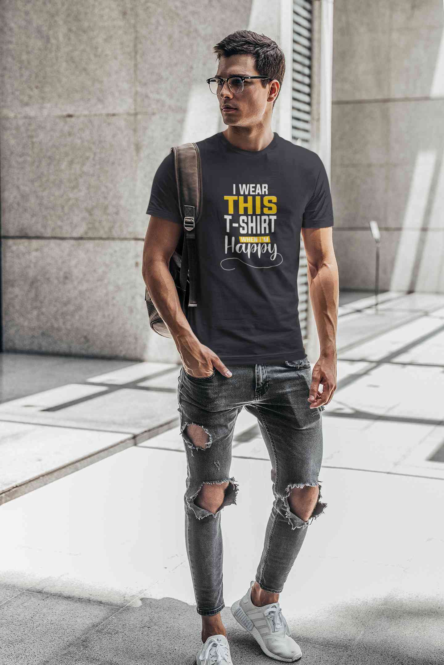 Happy Mens Half Sleeves T-shirt- FunkyTeesClub