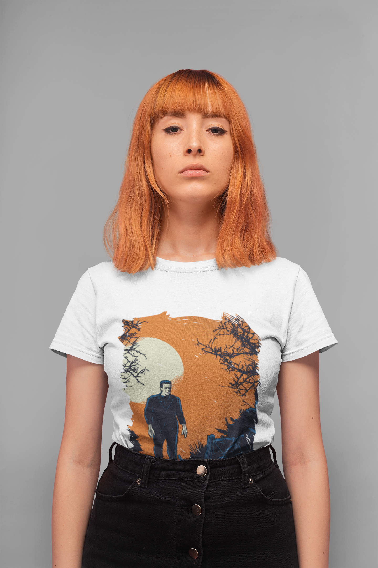 Frankenstein Women Half Sleeves T-shirt- FunkyTeesClub