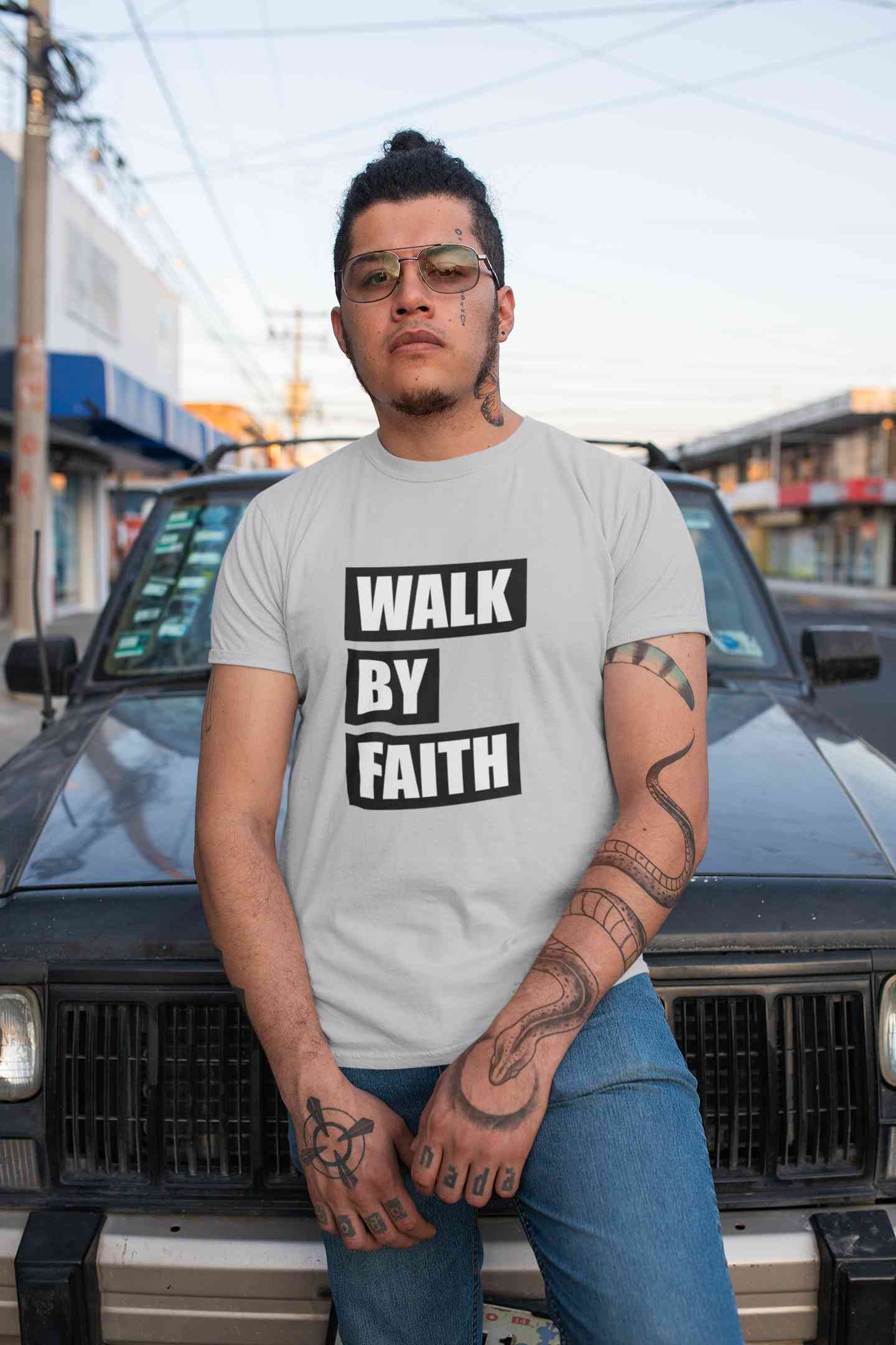 Walk By Faith Mens Half Sleeves T-shirt- FunkyTeesClub