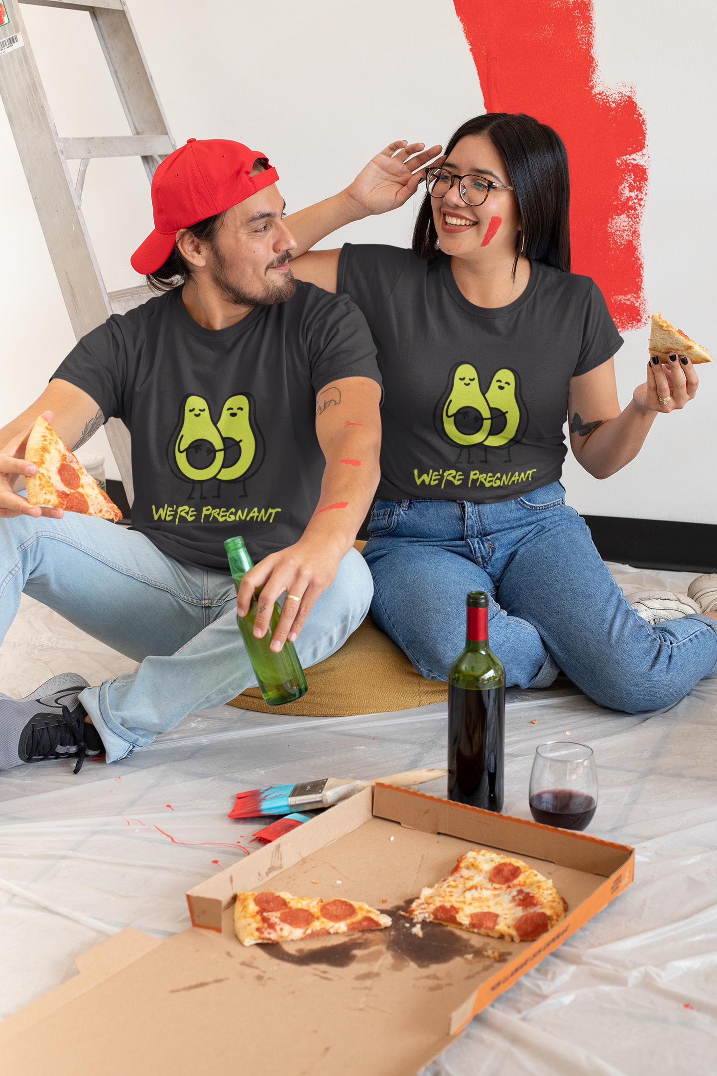 We Are Pregnant Pregnancy Announcement Maternity Couple Half Sleeves T-Shirts -FunkyTeesClub