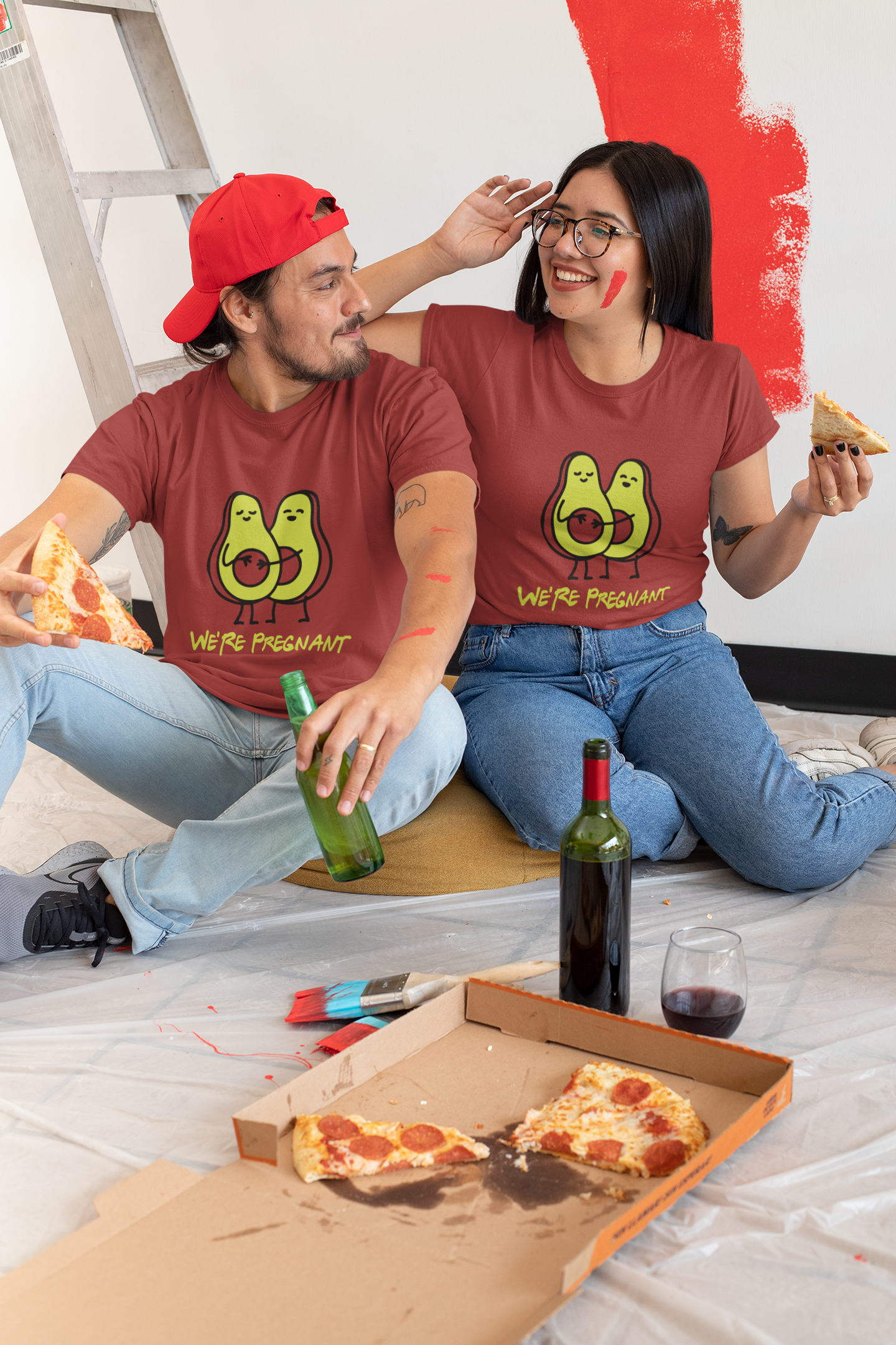 We Are Pregnant Pregnancy Announcement Maternity Couple Half Sleeves T-Shirts -FunkyTeesClub