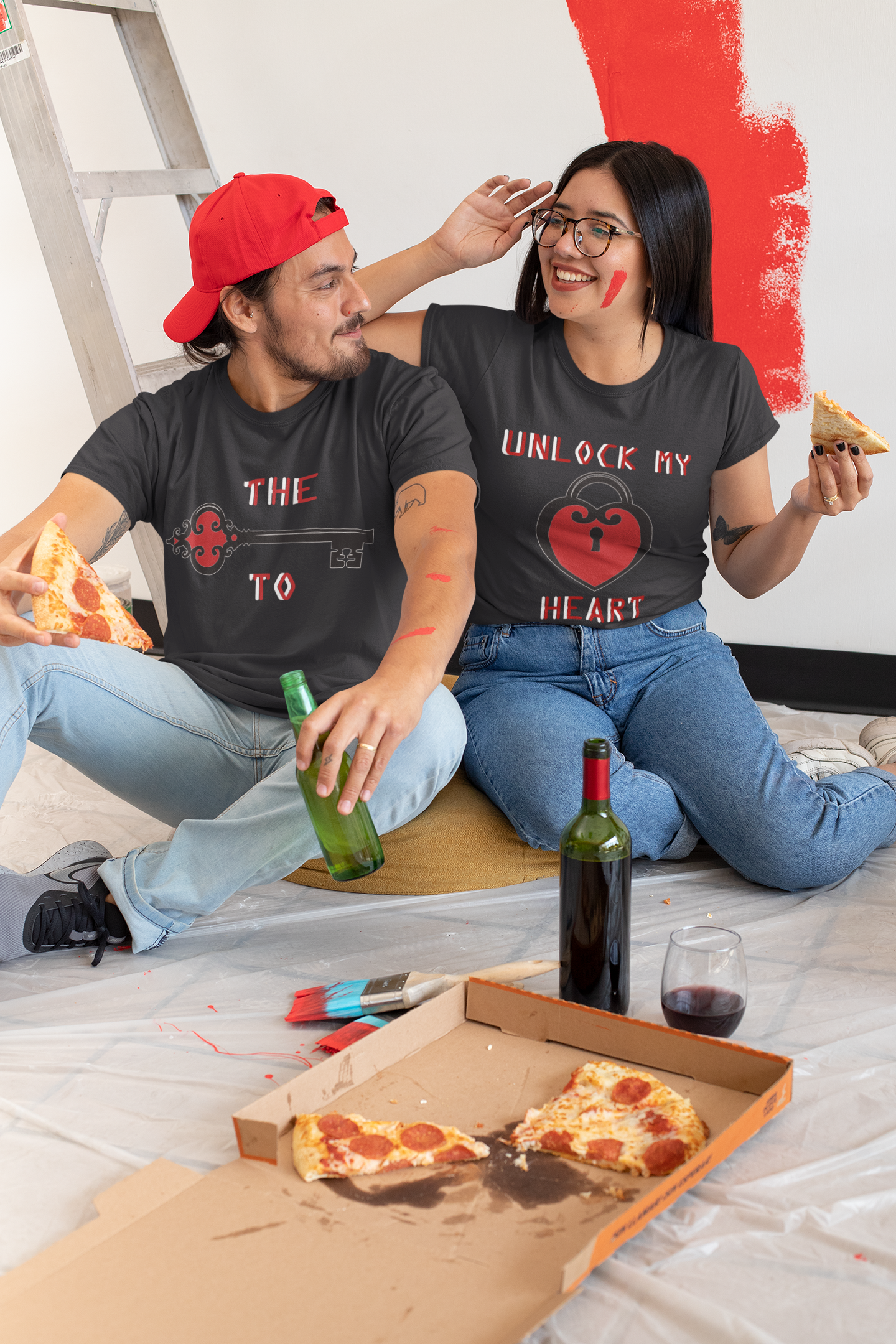 Couple Key Couple Half Sleeves T-Shirts -FunkyTeesClub