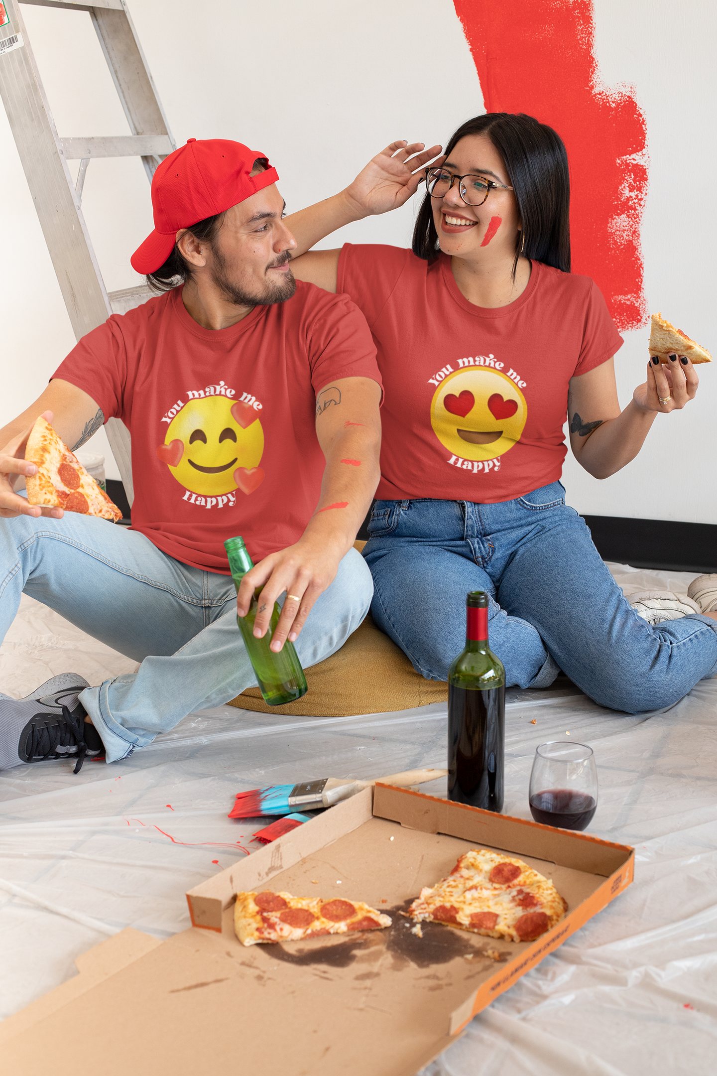 You Make Me Happpy Couple Half Sleeves T-Shirts -FunkyTeesClub