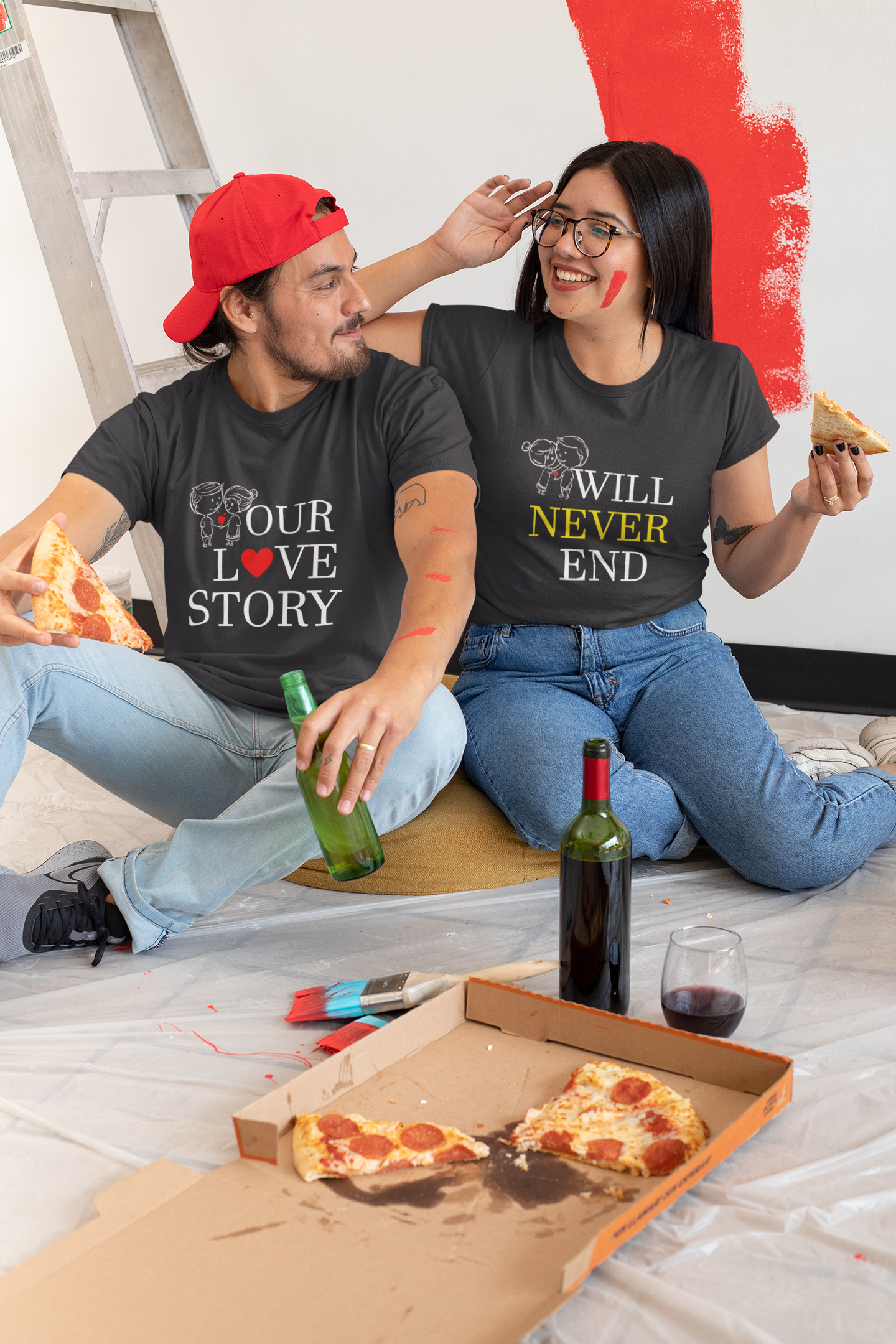 Our Love Story Will Never End Couple Half Sleeves T-Shirts -FunkyTeesClub