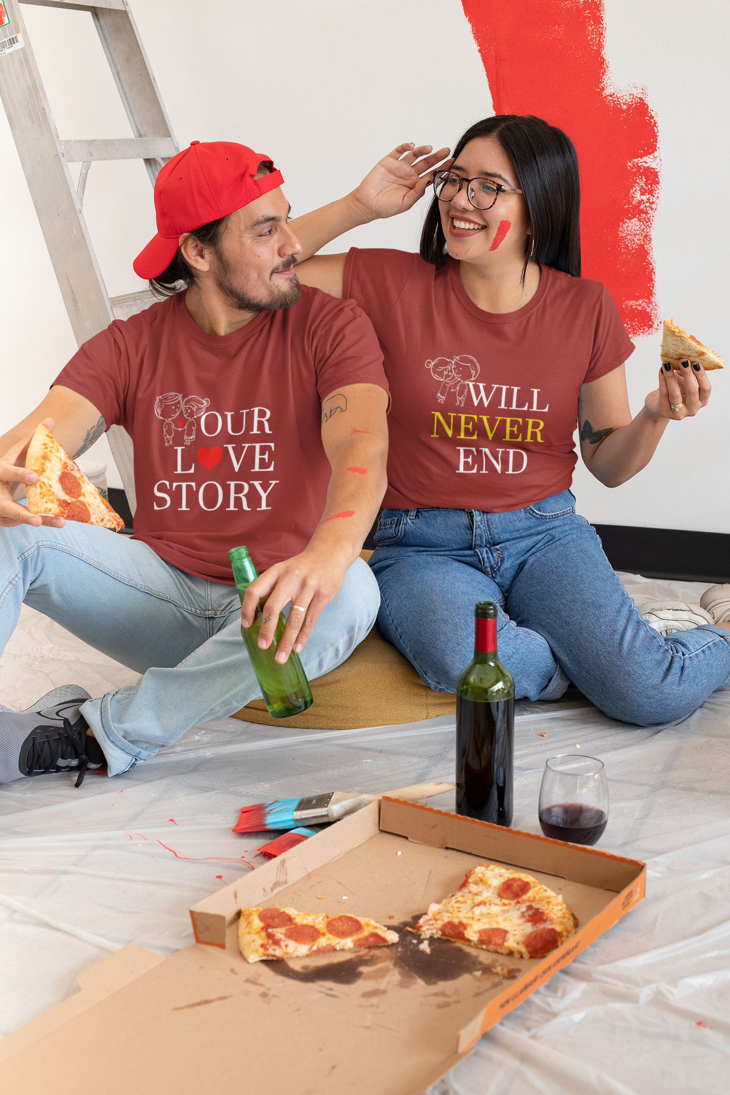Our Love Story Will Never End Couple Half Sleeves T-Shirts -FunkyTeesClub