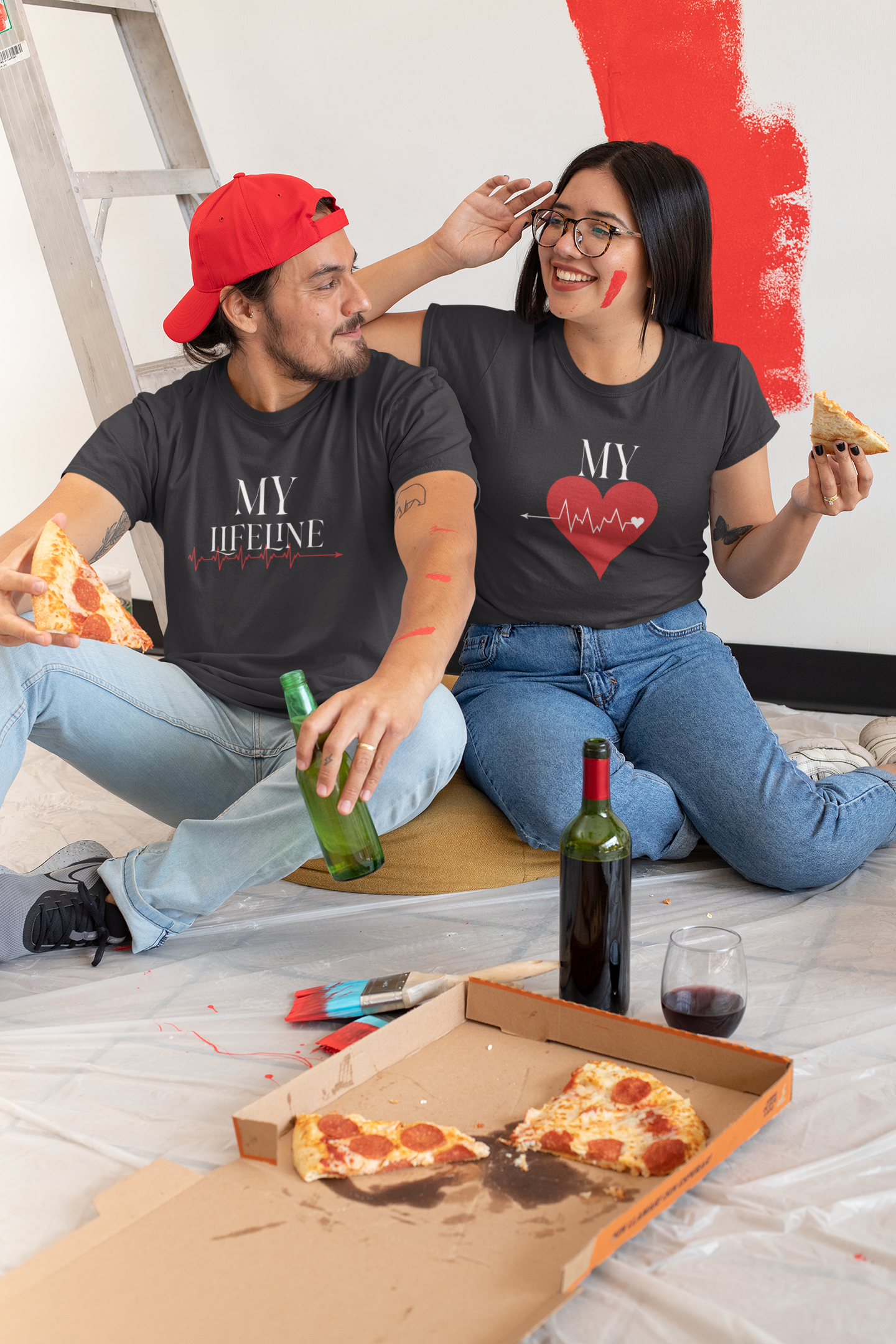 My Lifeliine Couple Half Sleeves T-Shirts -FunkyTeesClub
