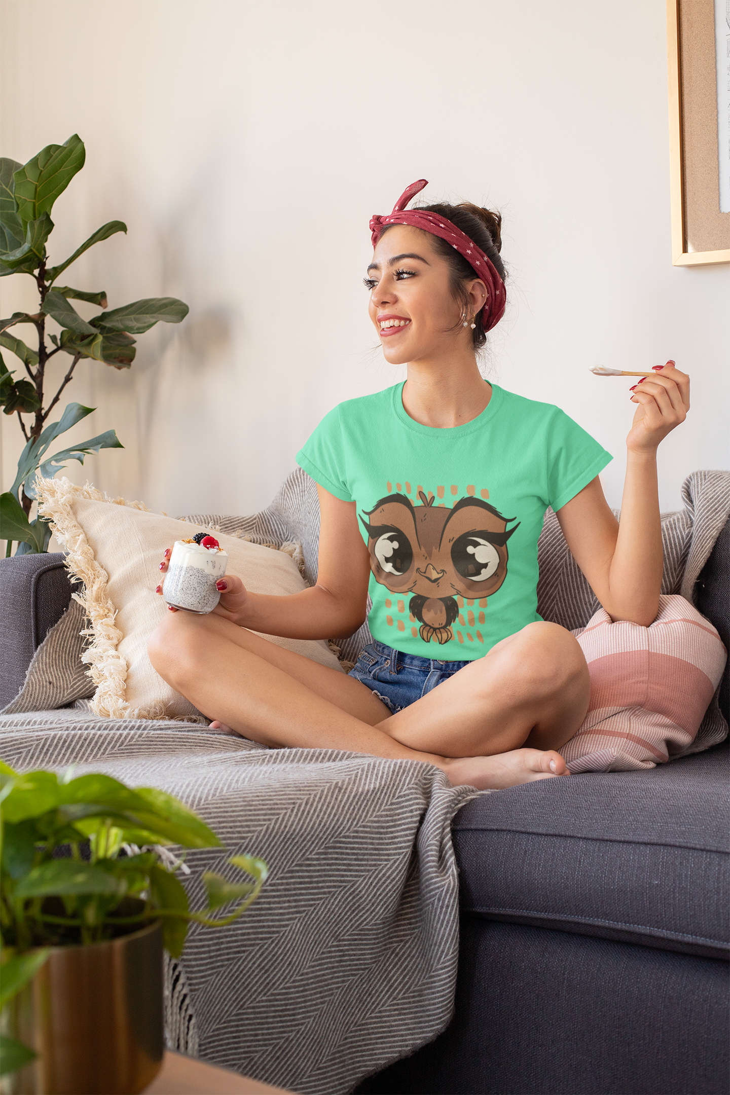 Baby Owl Women Half Sleeves T-shirt- FunkyTeesClub