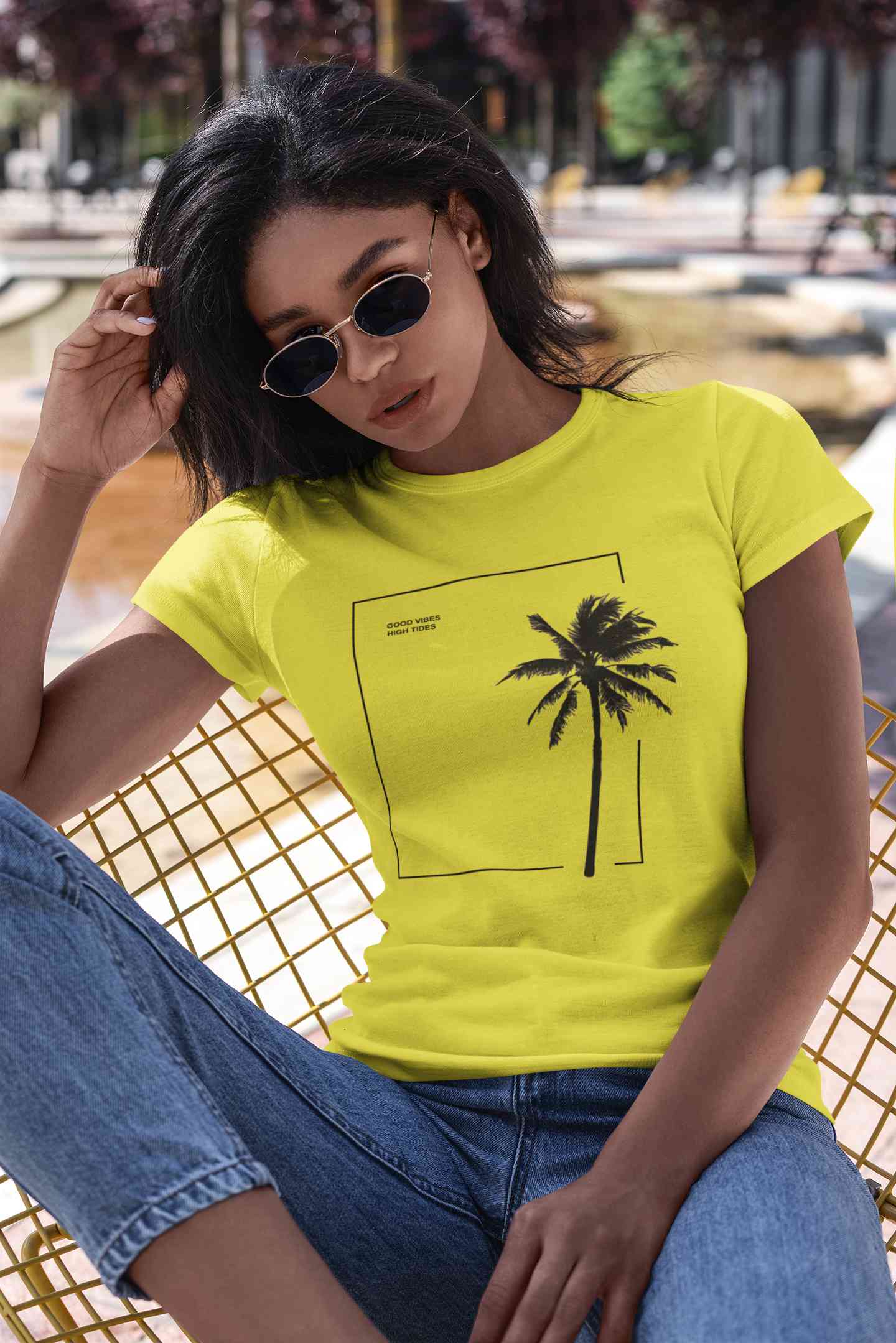 Good Vibes High Tides Women Half Sleeves T-shirt- FunkyTeesClub