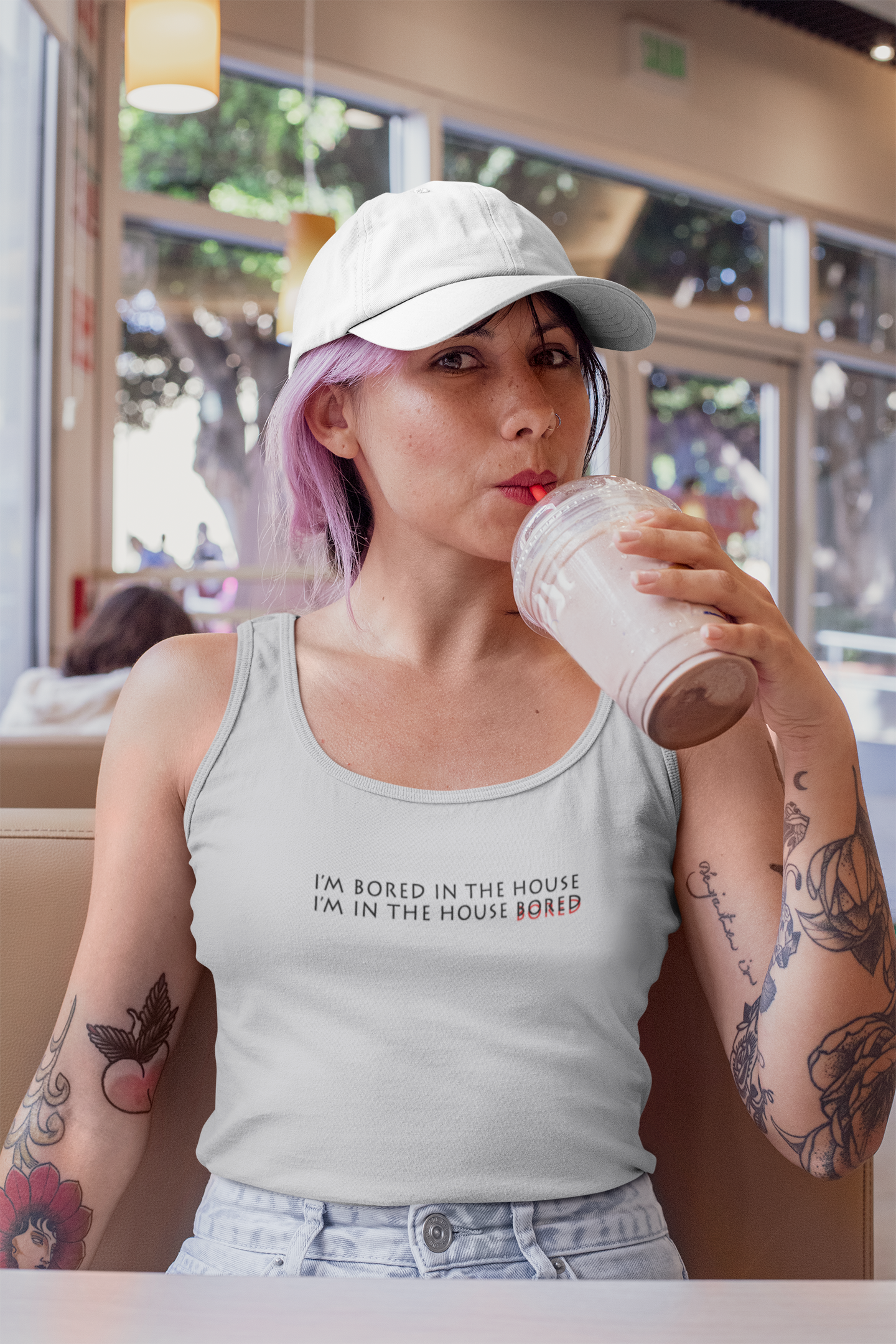 I Am In The Bored House Minimals Women Tank Top- FunkyTeesClub
