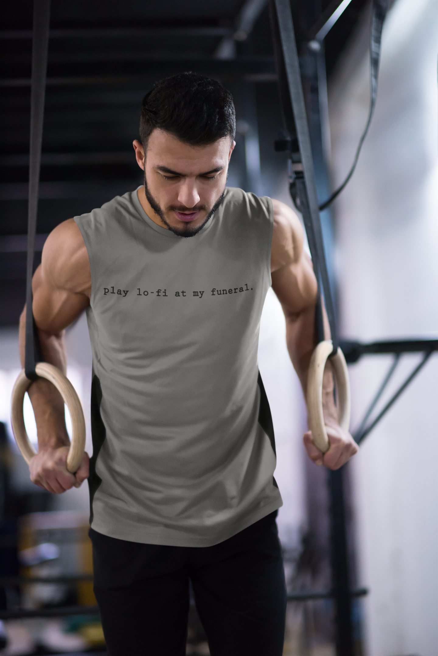 Play Lofi At My Funeral Minimal Men Gym Vest-FunkyTeesClub