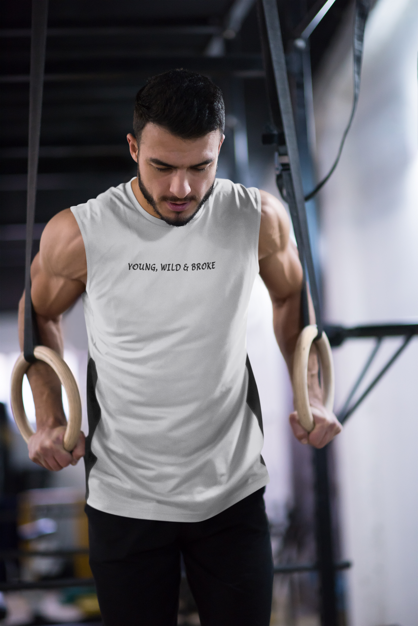 Young Wild Broke Minimal Men Sleeveless T-Shirts-FunkyTeesClub