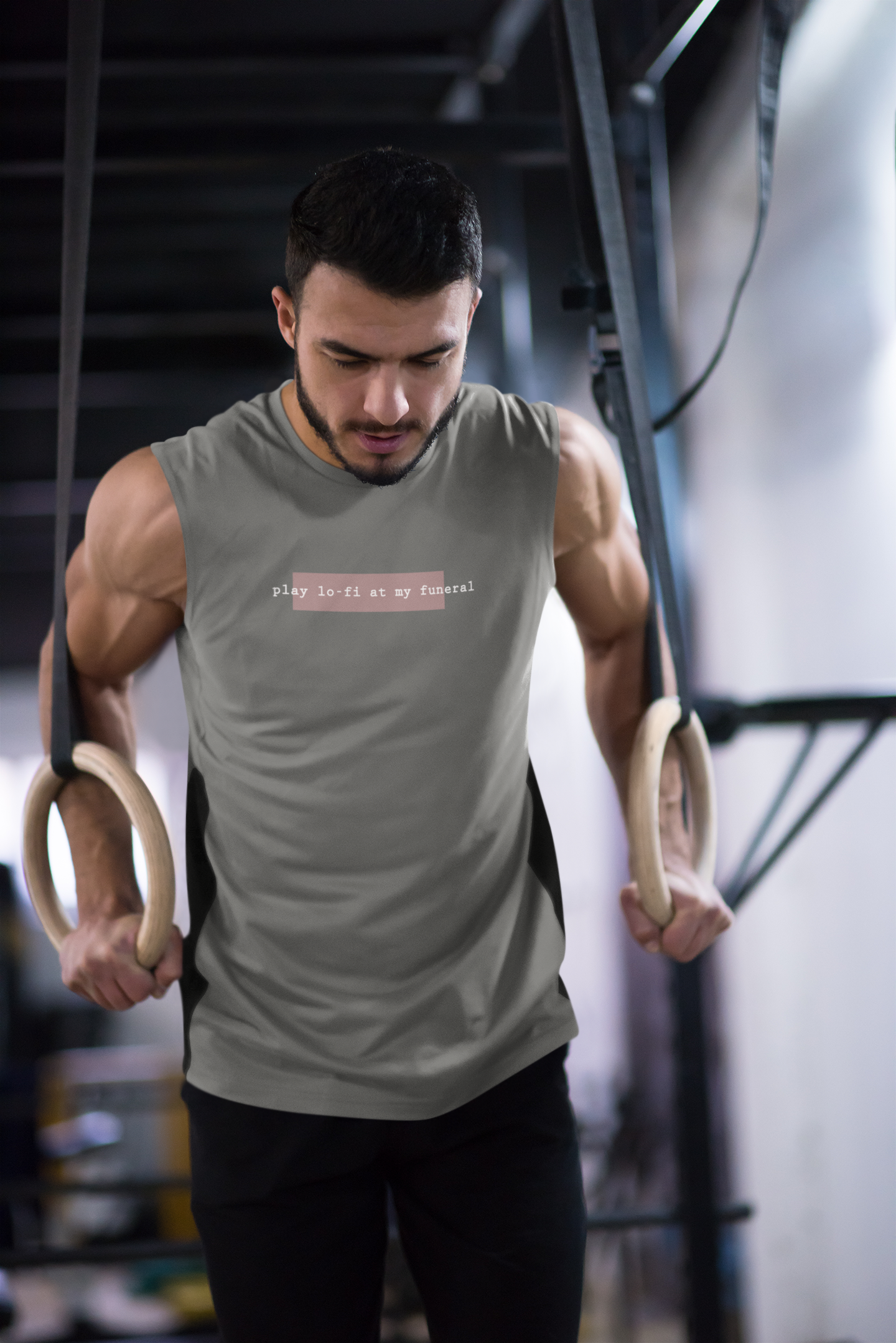 Play Lofi At My Funeral Minimal Men Gym Vest-FunkyTeesClub