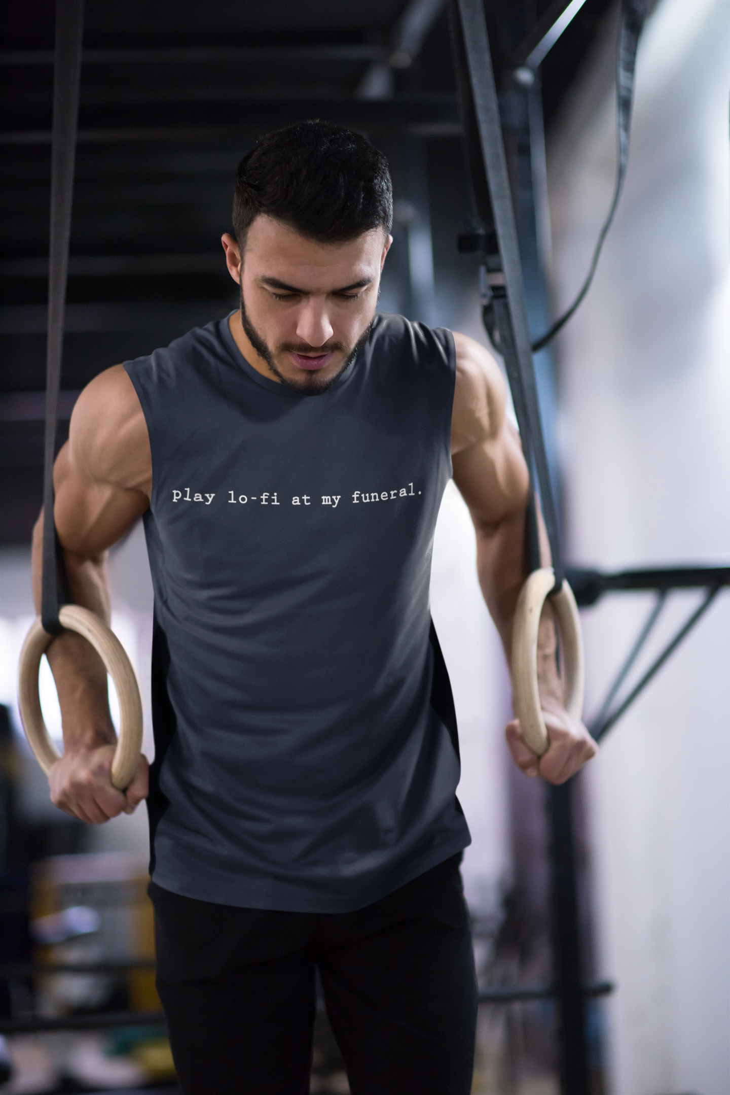 Play Lofi At My Funeral Minimal Men Gym Vest-FunkyTeesClub