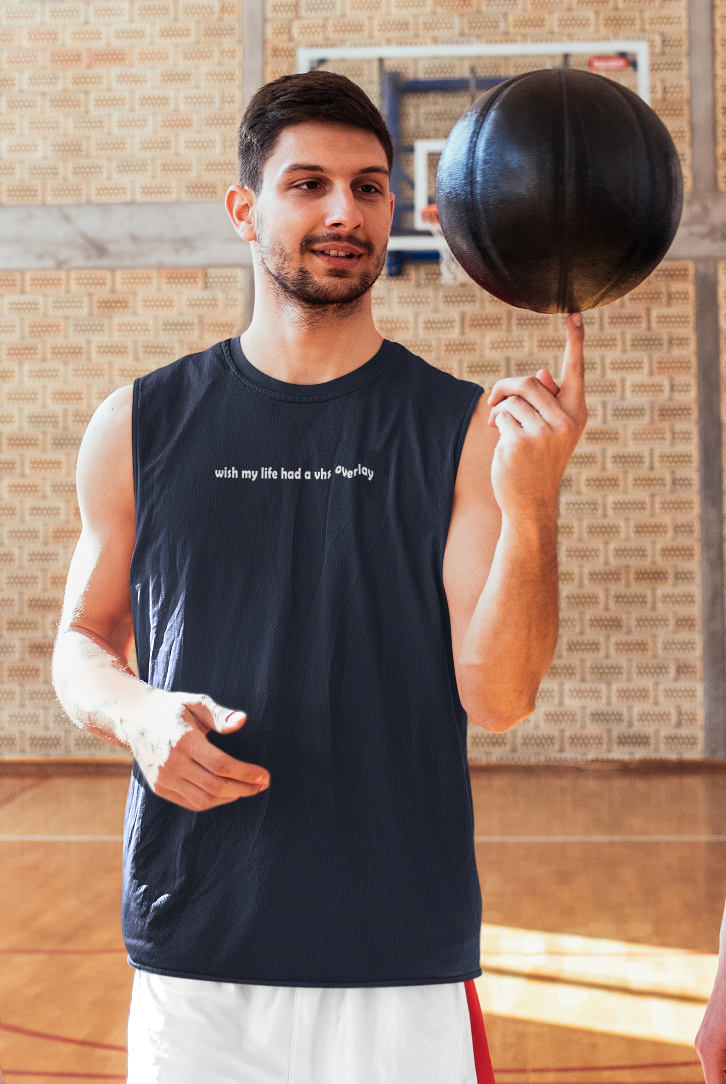 Wish My Life Had A Vhs Overlay Minimal Men Gym Vest-FunkyTeesClub
