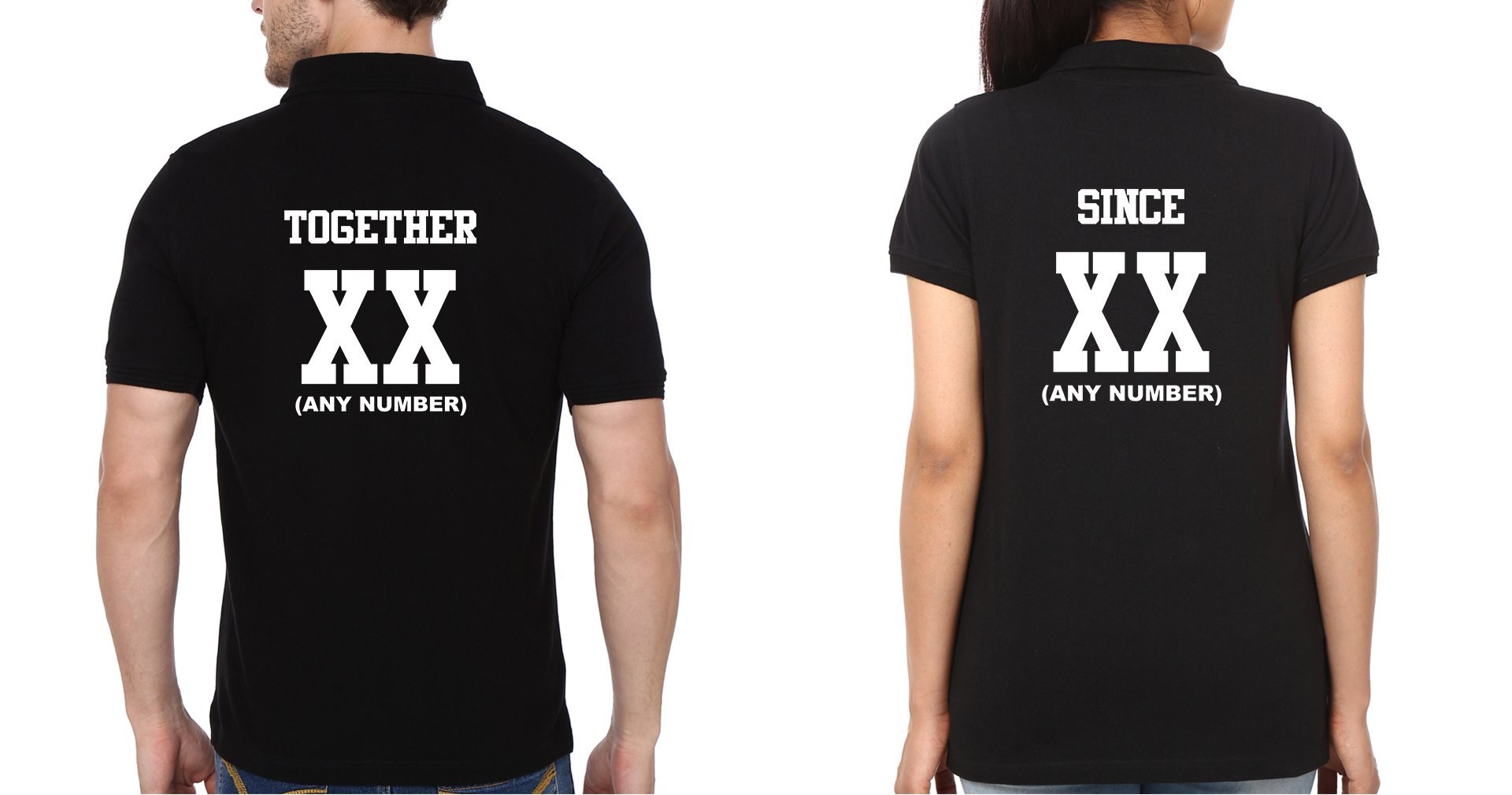 Together Since XX Couple Polo Half Sleeves T-Shirts -FunkyTees - Funky Tees Club