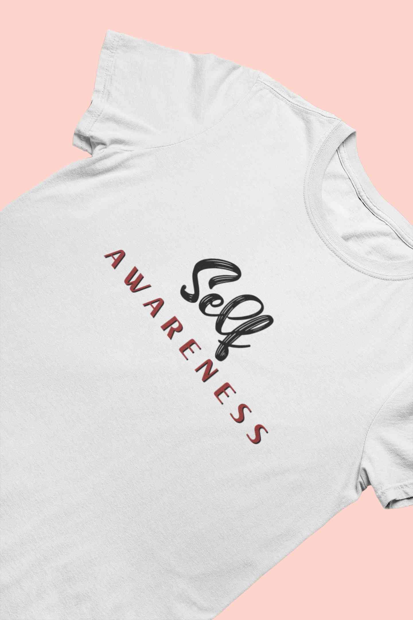 Self Awareness Typography Mens Half Sleeves T-shirt- FunkyTeesClub